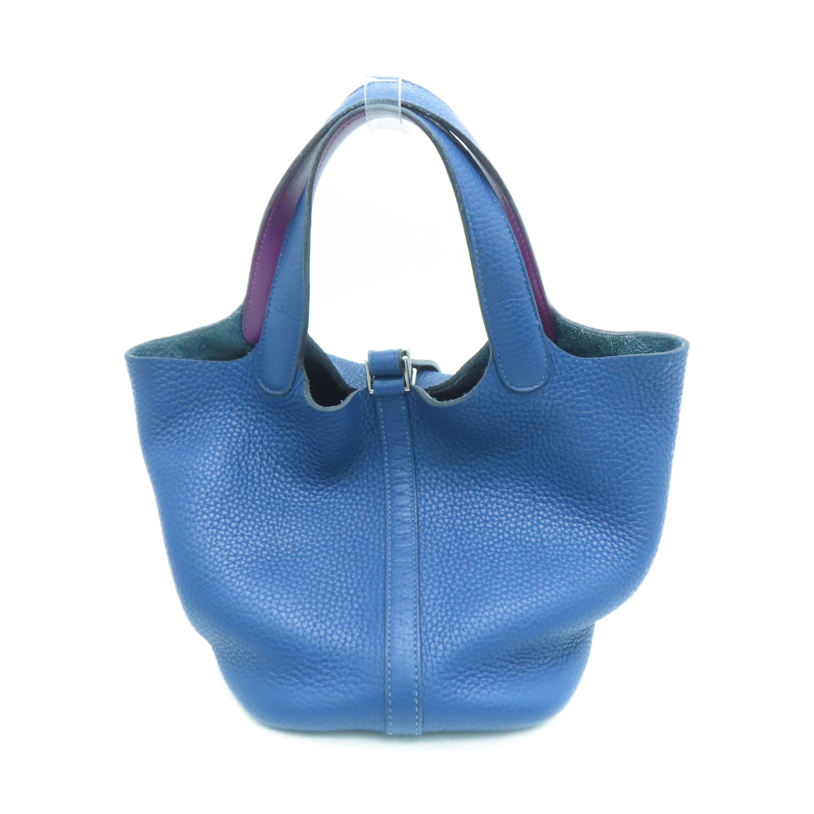HERMES Taurillon Clemence Leather Picotin PM Silver Button Handle Bag