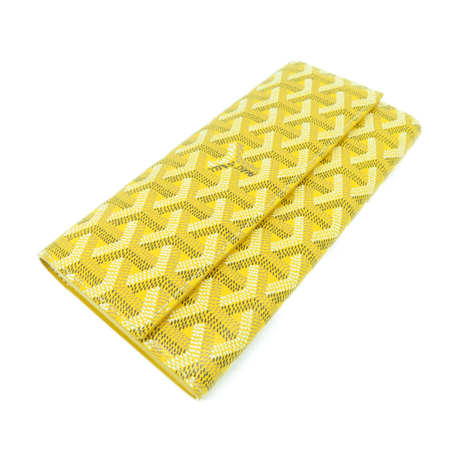 GOYARD 塗層帆布Herrribones Varennes Long Wallet銀扣長錢包黃色