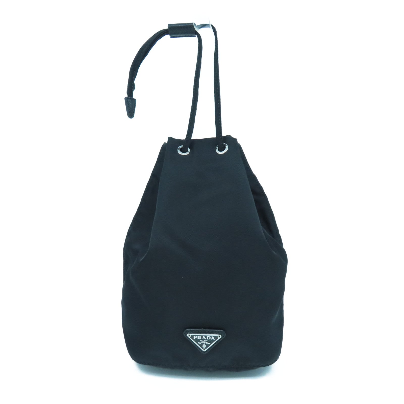 PRADA 尼龙Handbag银扣手挽袋黑色