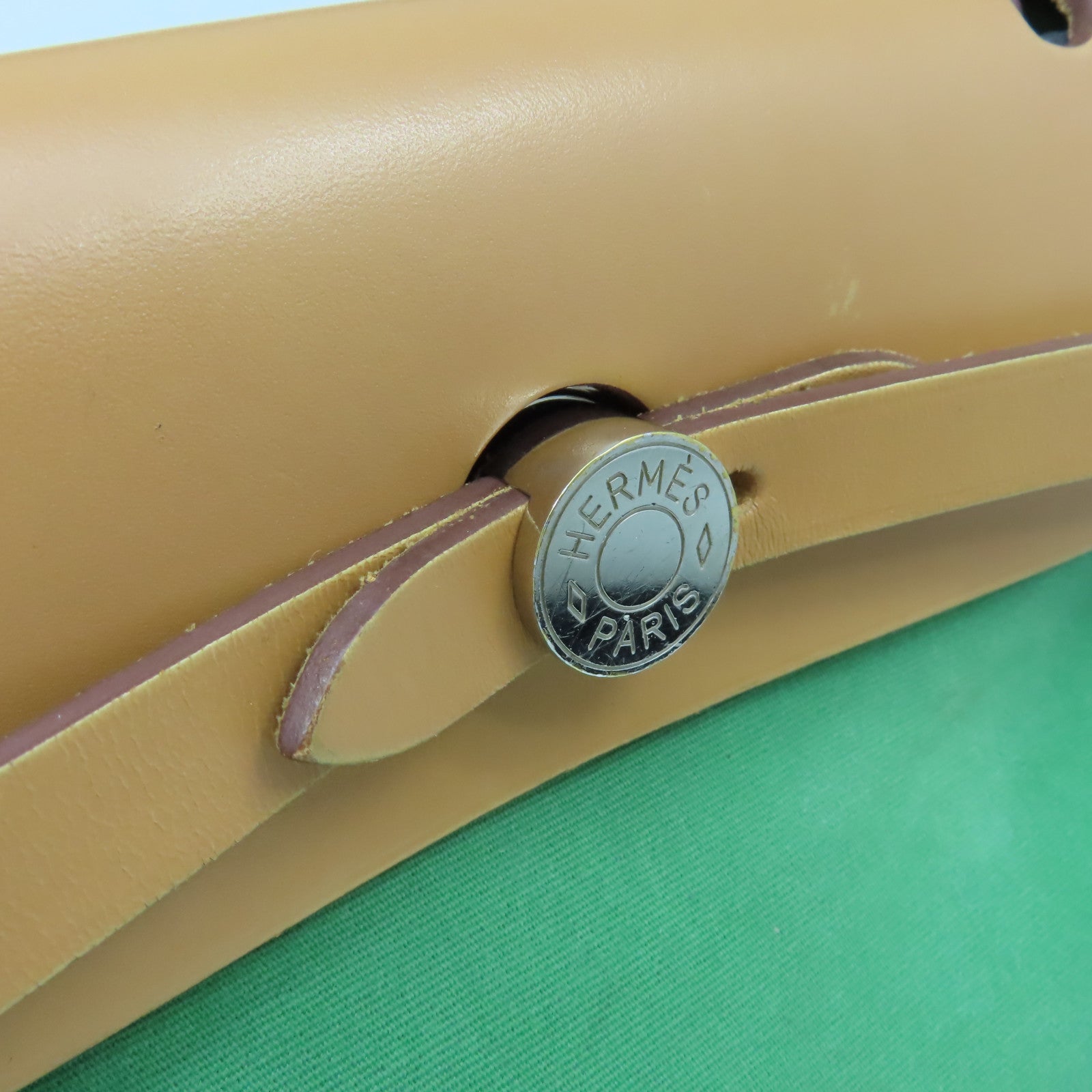 HERMES 帆布Herbag PM 2Way Shoulder Bag銀扣手挽肩背兩用袋Cactus鴨綠色