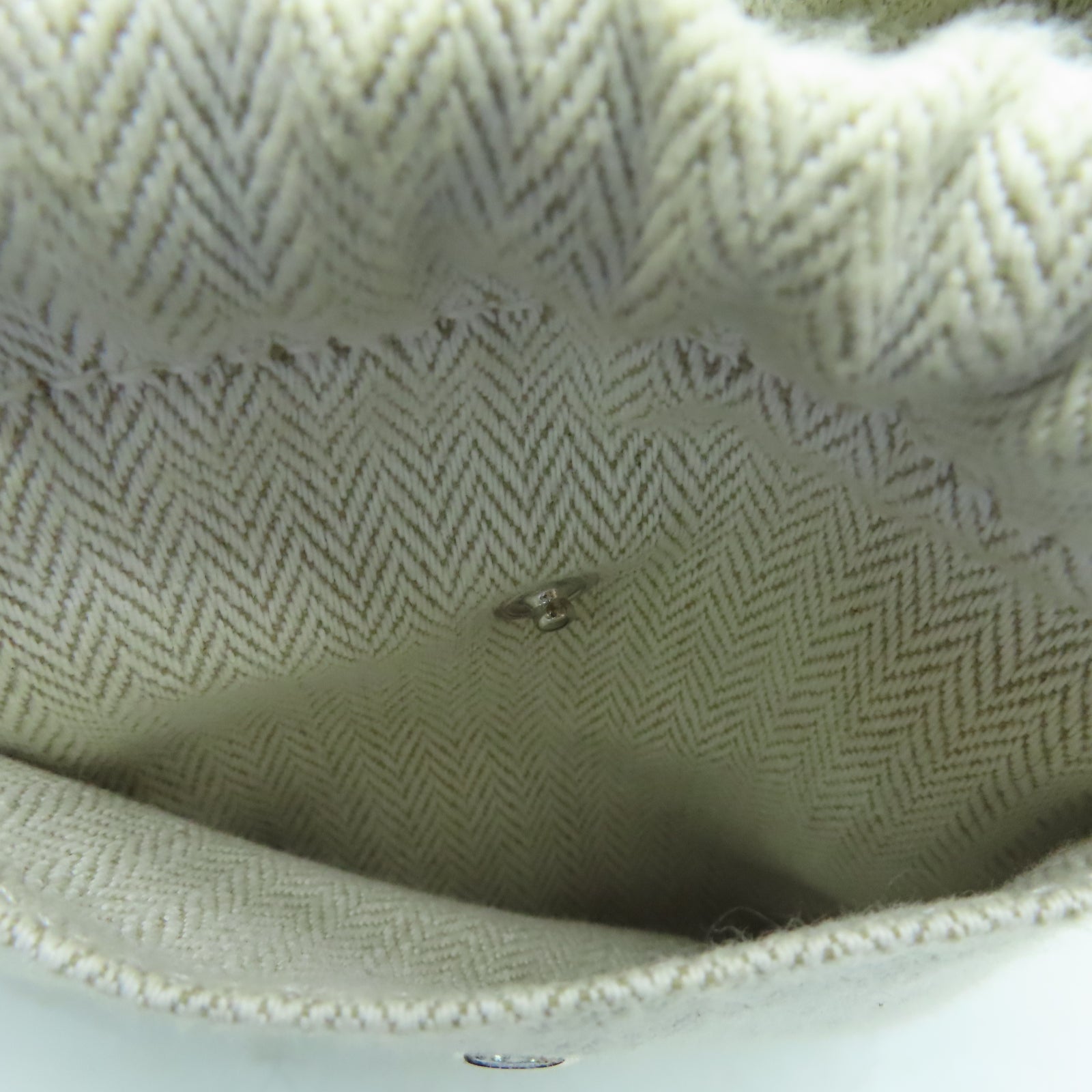 HERMES 帆布Dust Bag銀扣手拿包白色/棕色