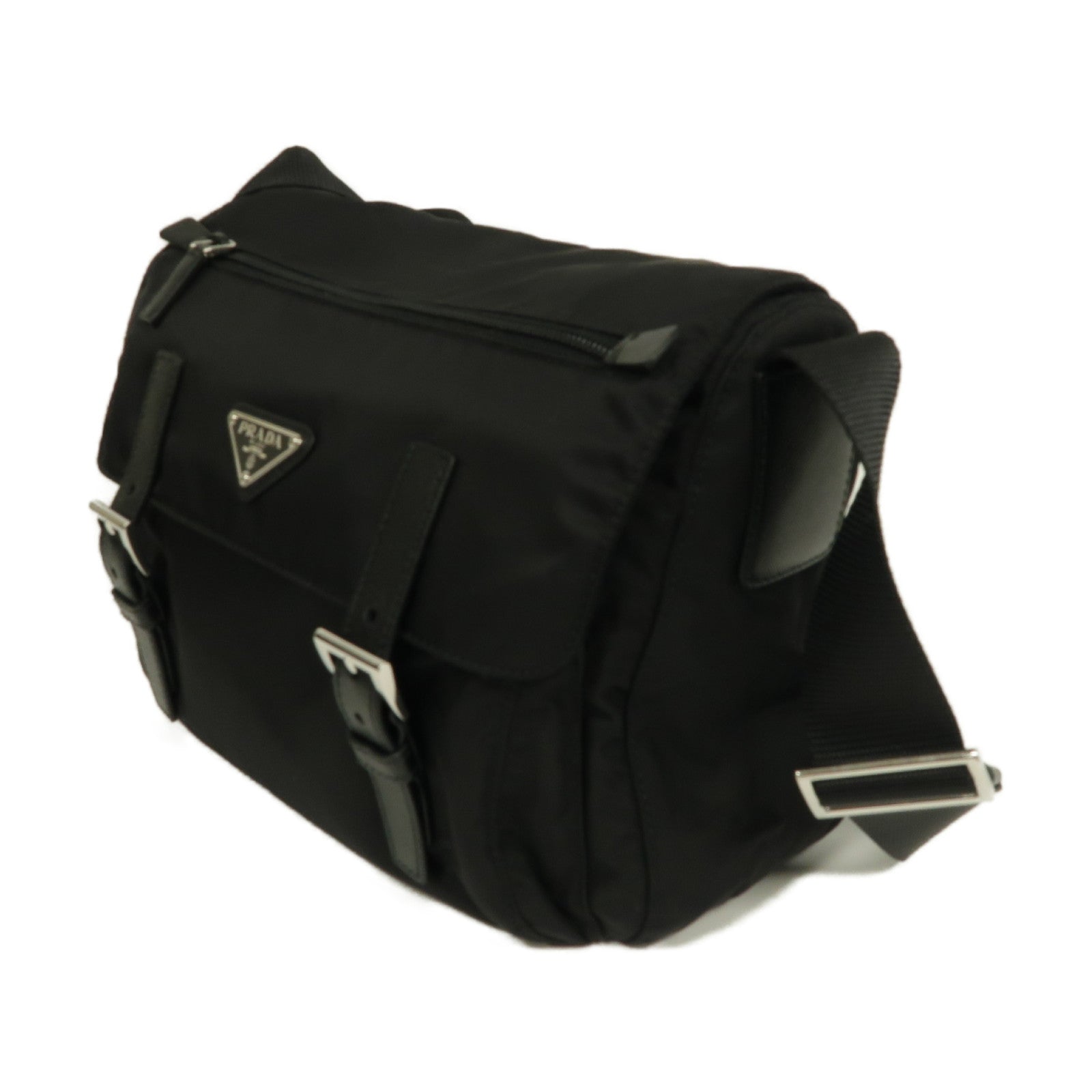 PRADA 尼龍Re-Nylon Shoulder Bag銀扣肩背袋黒色