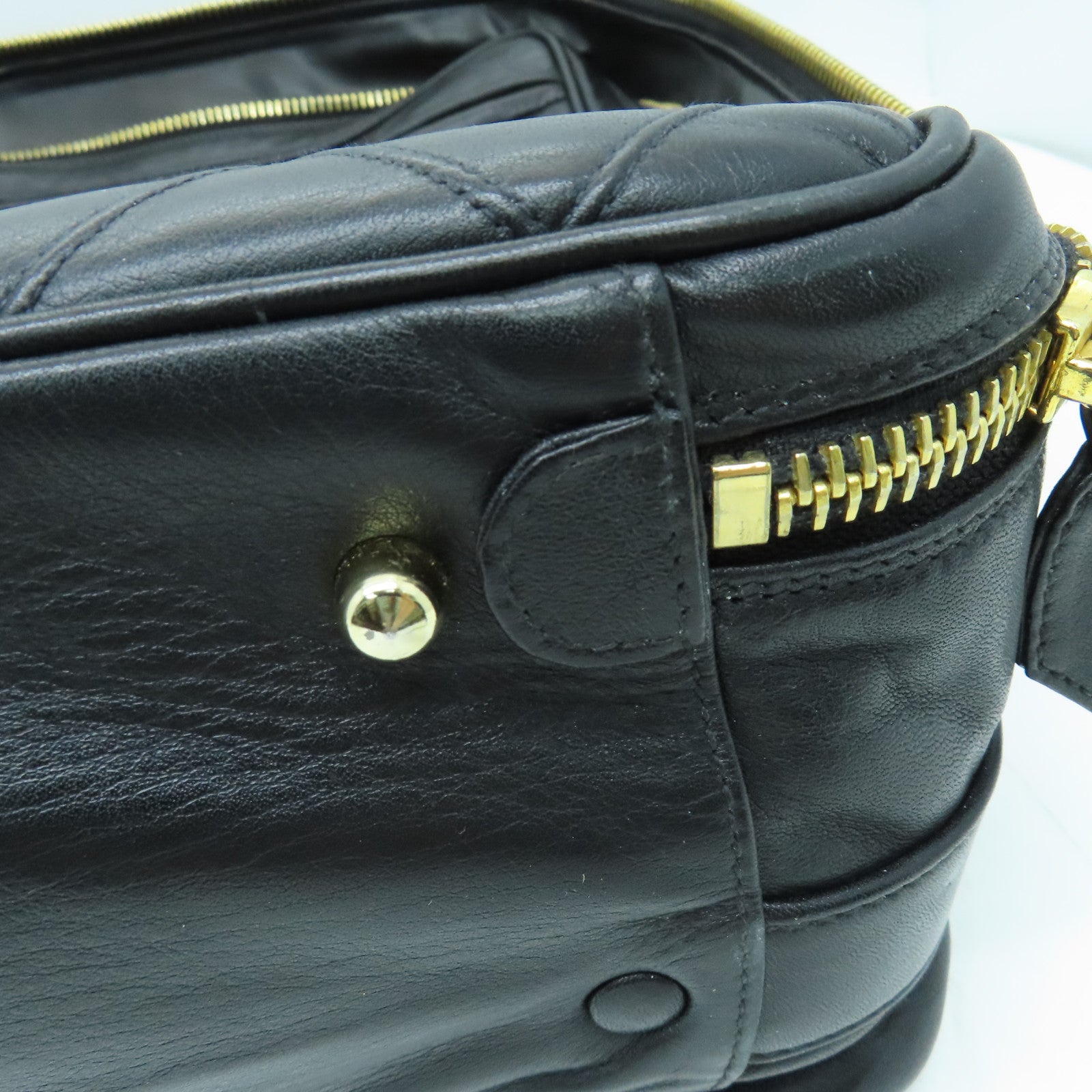 CHANEL 菱格牛皮皮革Travel Bag金扣旅行袋黑色