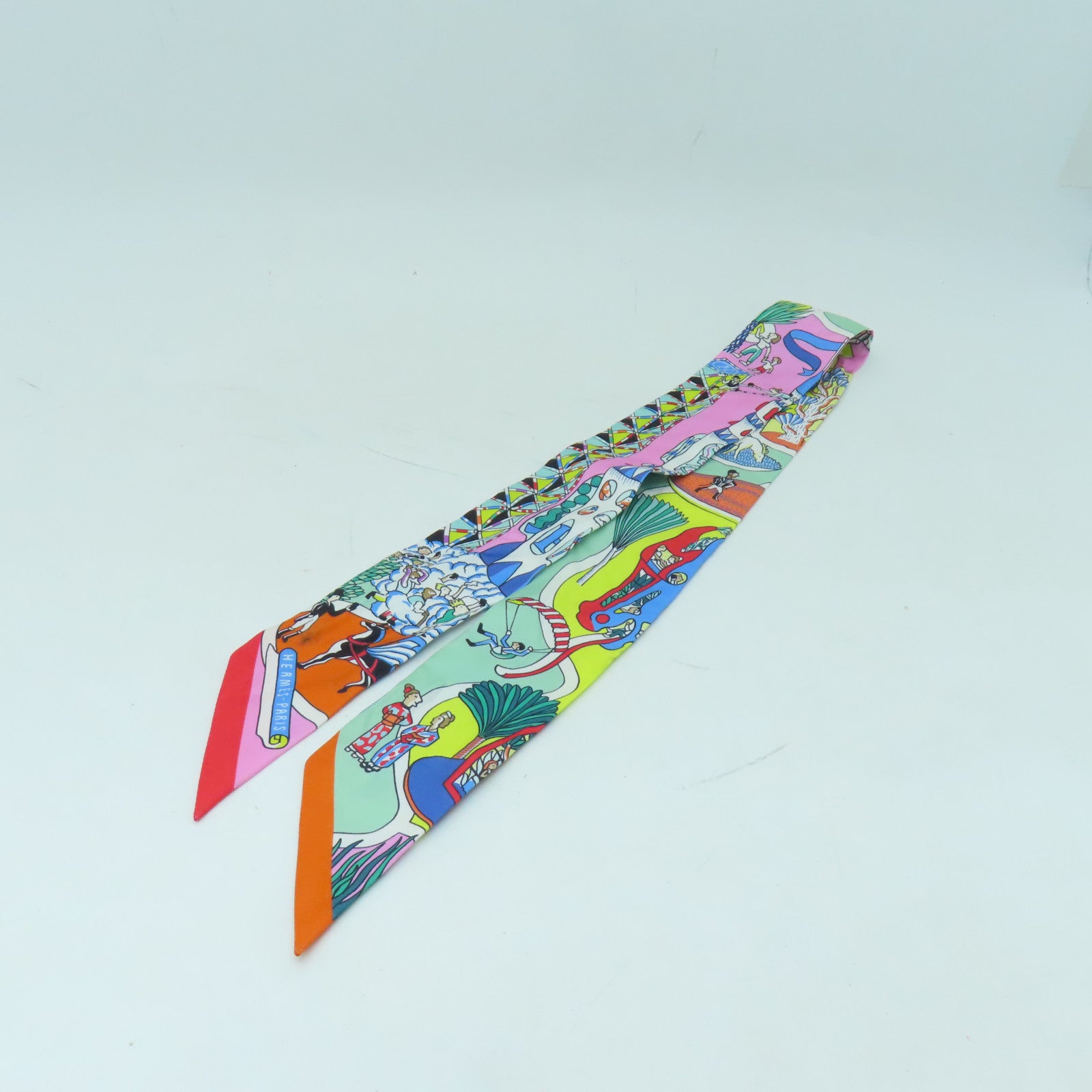 HERMES 絲質Twilly絲巾彩色