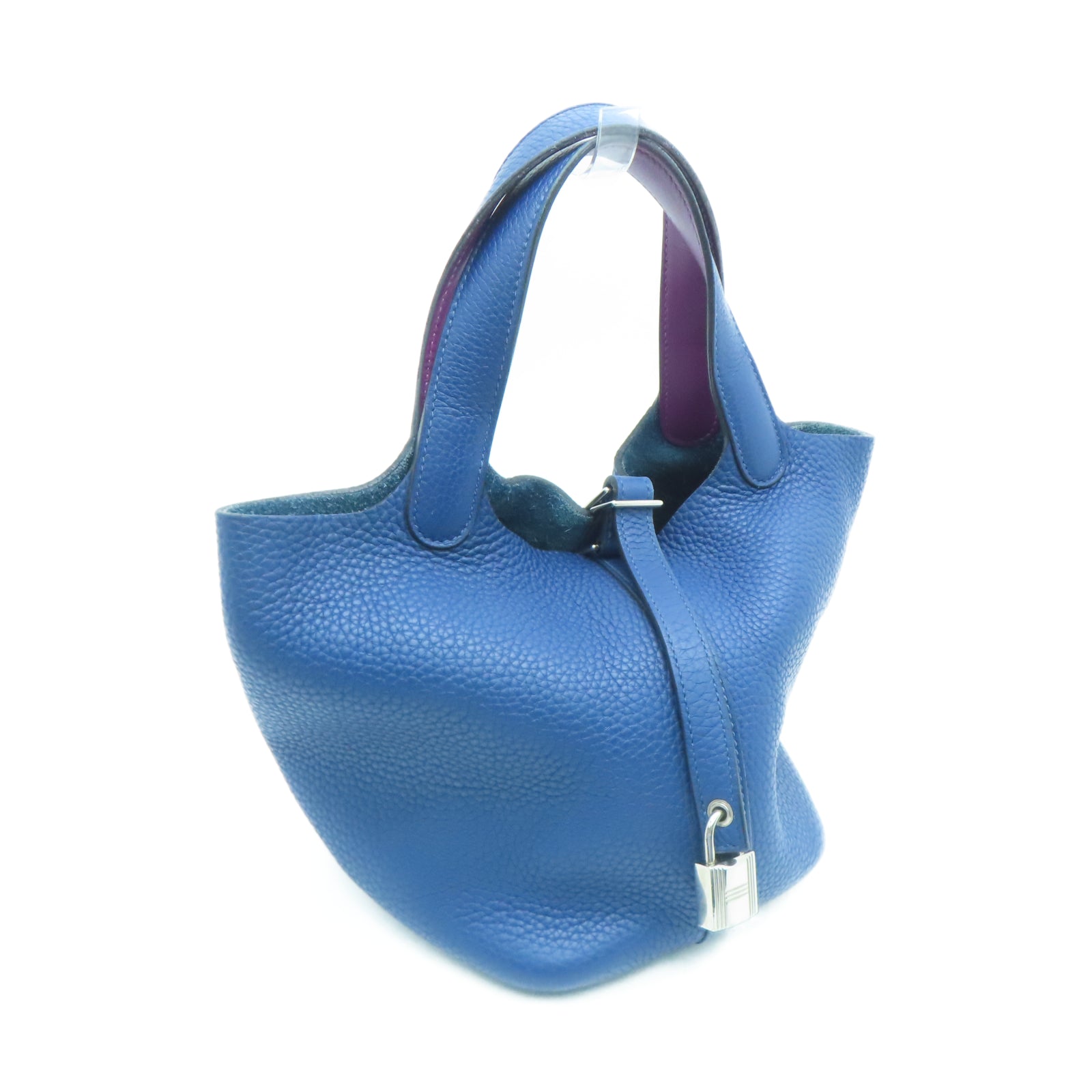 HERMES Taurillon Clemence Leather Picotin PM Silver Button Handle Bag