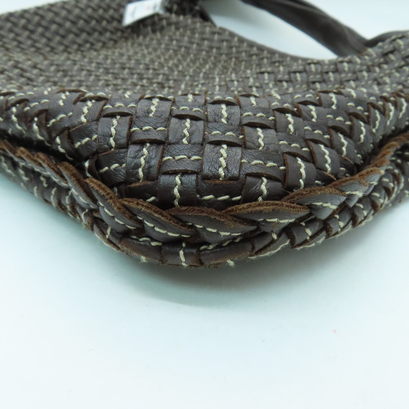 BOTTEGA VENETA 织纹皮革Shoulder Bag肩背袋啡色