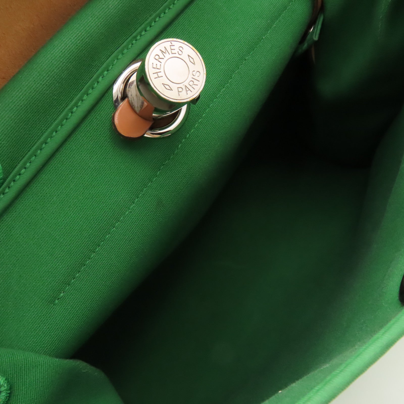 HERMES 帆布Herbag PM 2Way Shoulder Bag銀扣手挽肩背兩用袋Cactus鴨綠色