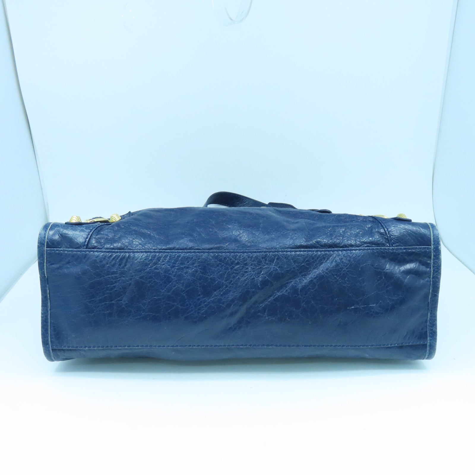 BALENCIAGA 牛皮皮革City Bag金扣手挽肩背兩用袋藍色