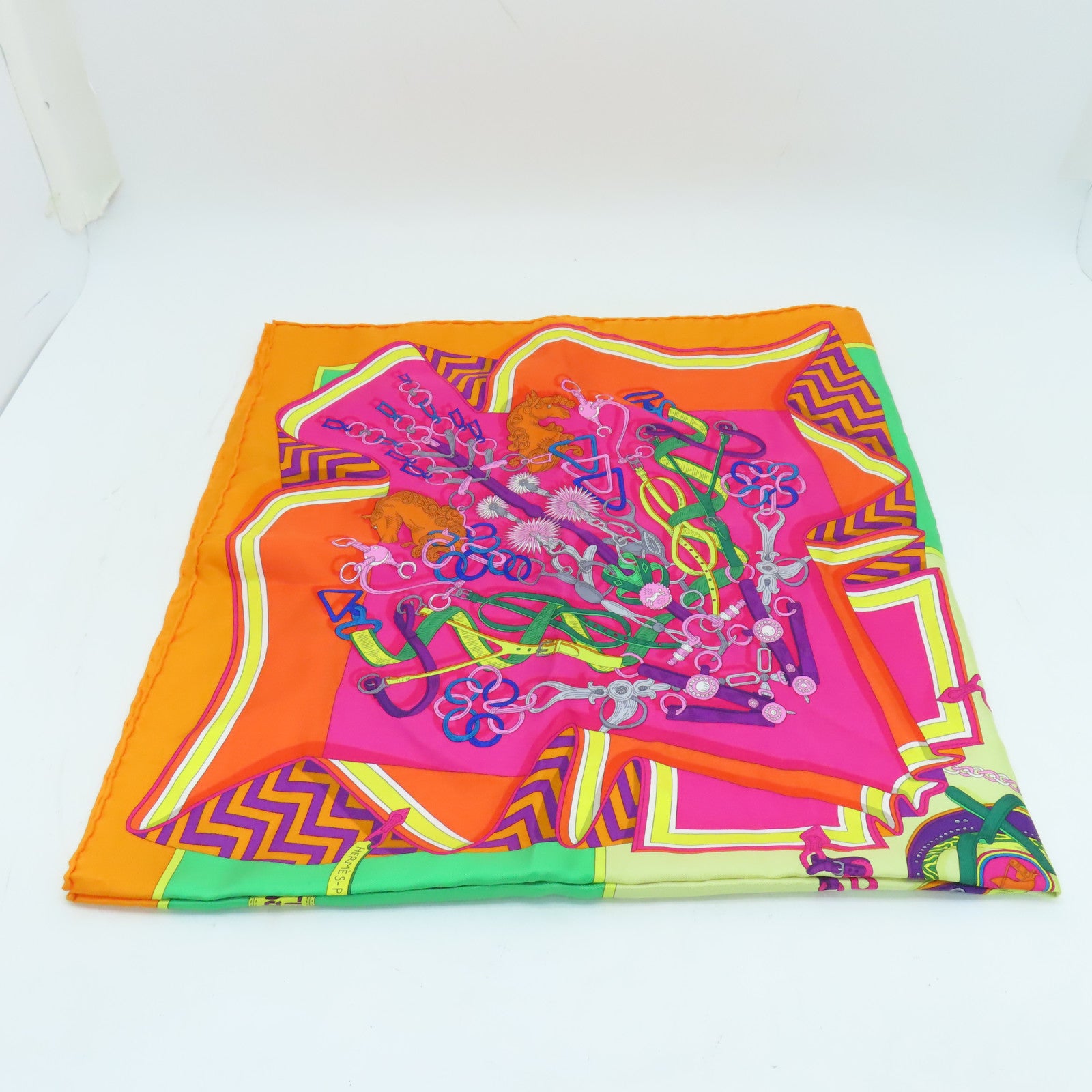 HERMES 【激減優惠】絲質Scarf 90x90絲巾橙色粉紅色彩色