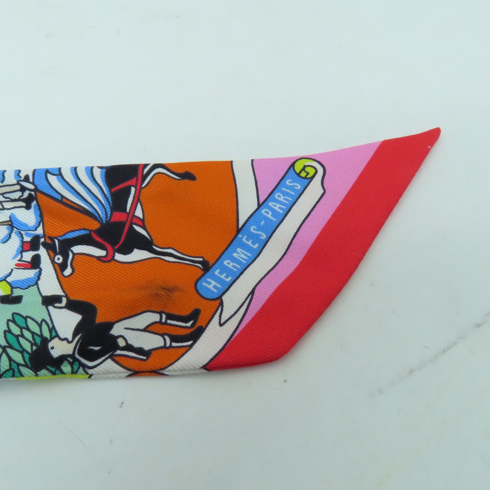 HERMES 絲質Twilly絲巾彩色