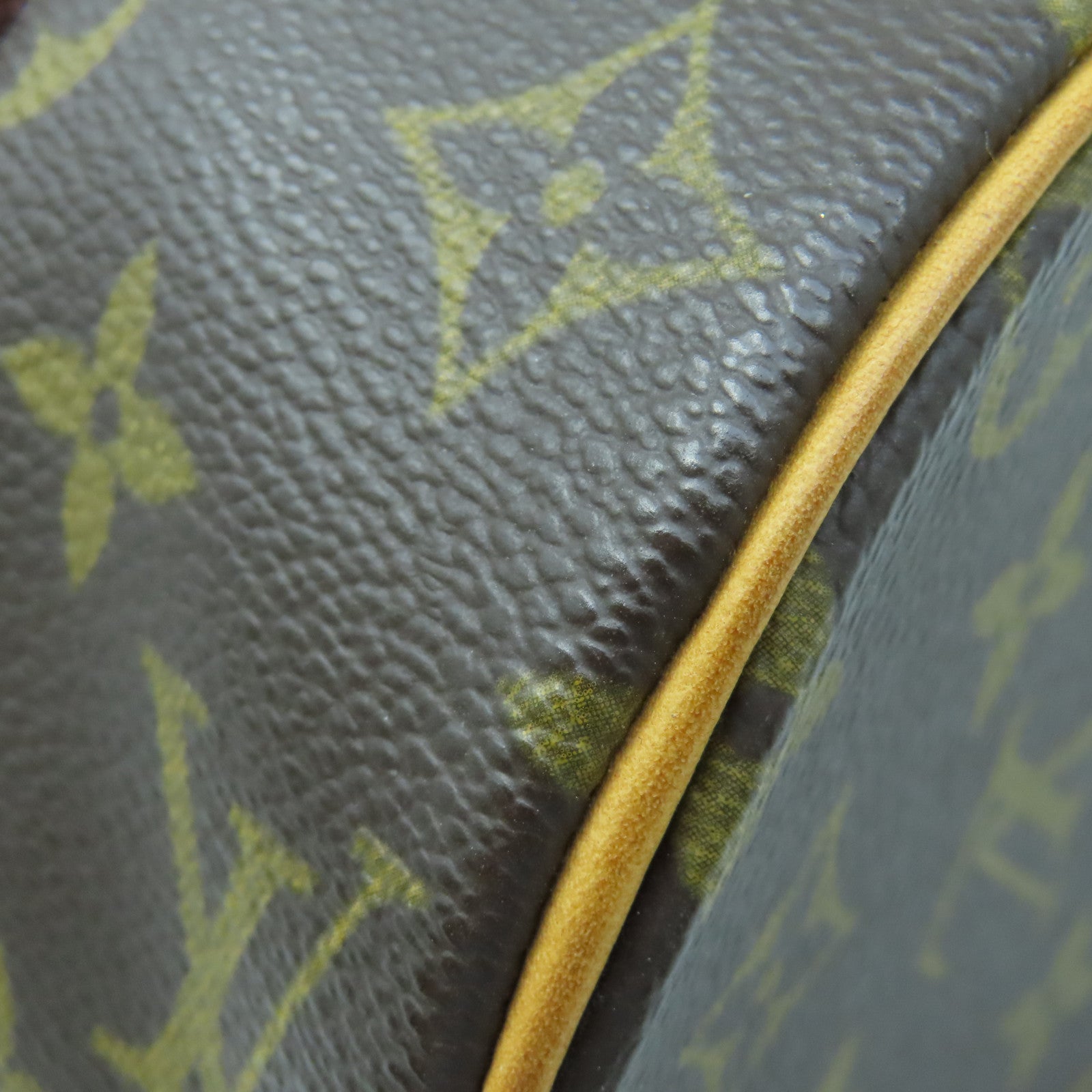 LOUIS VUITTON Monogram Papillon PM gold buckle handle bag brown