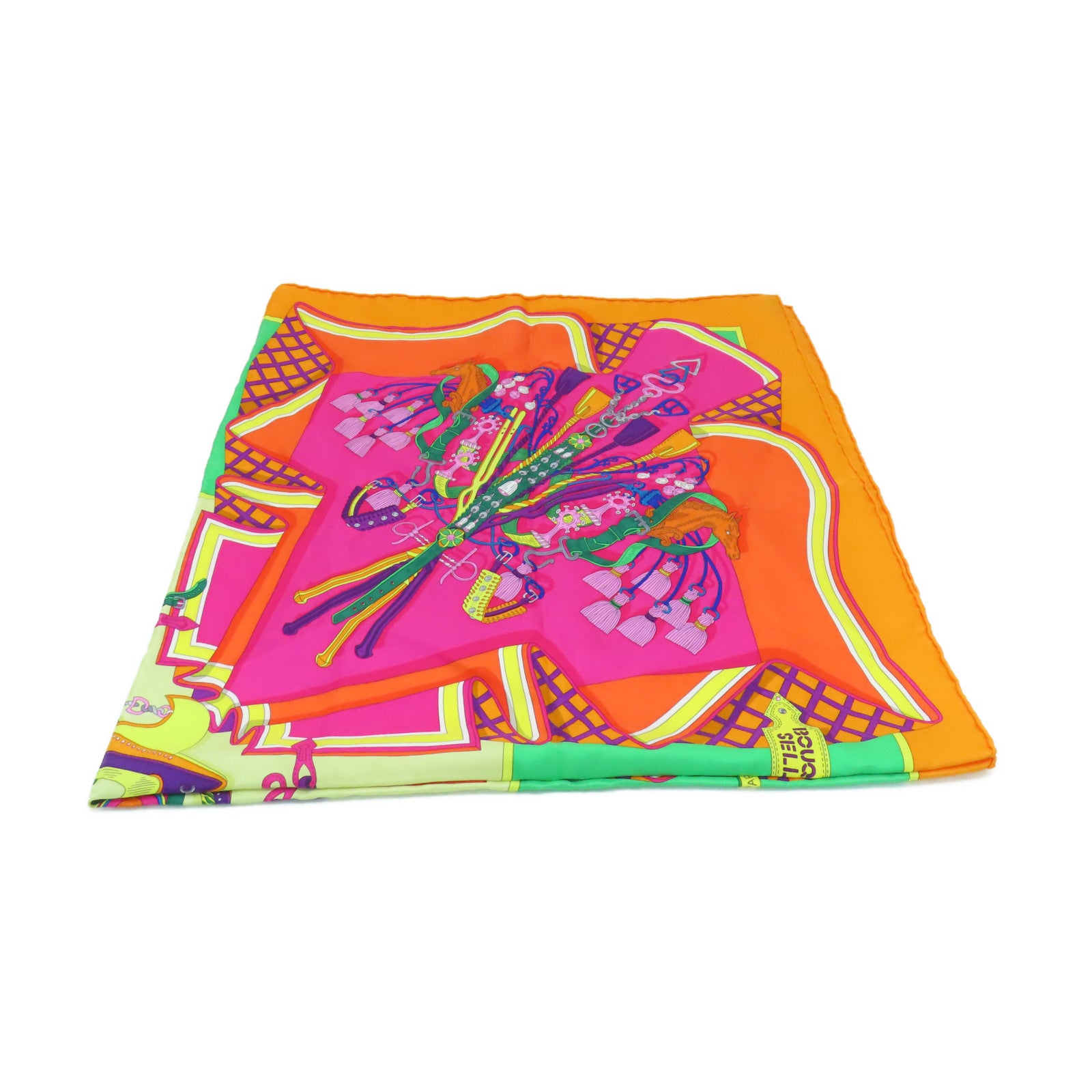 HERMES 【激減優惠】絲質Scarf 90x90絲巾橙色粉紅色彩色