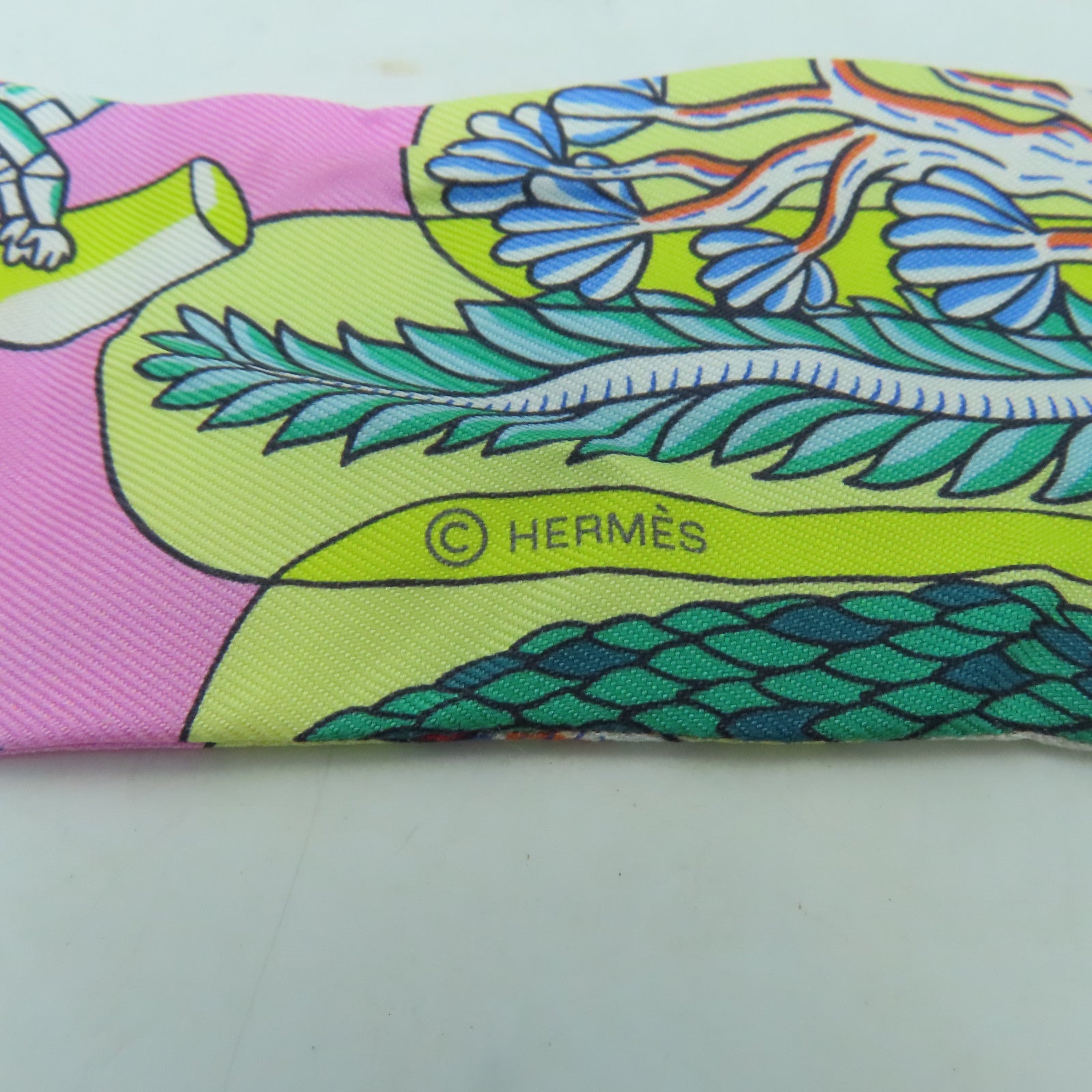 HERMES 絲質Twilly絲巾彩色