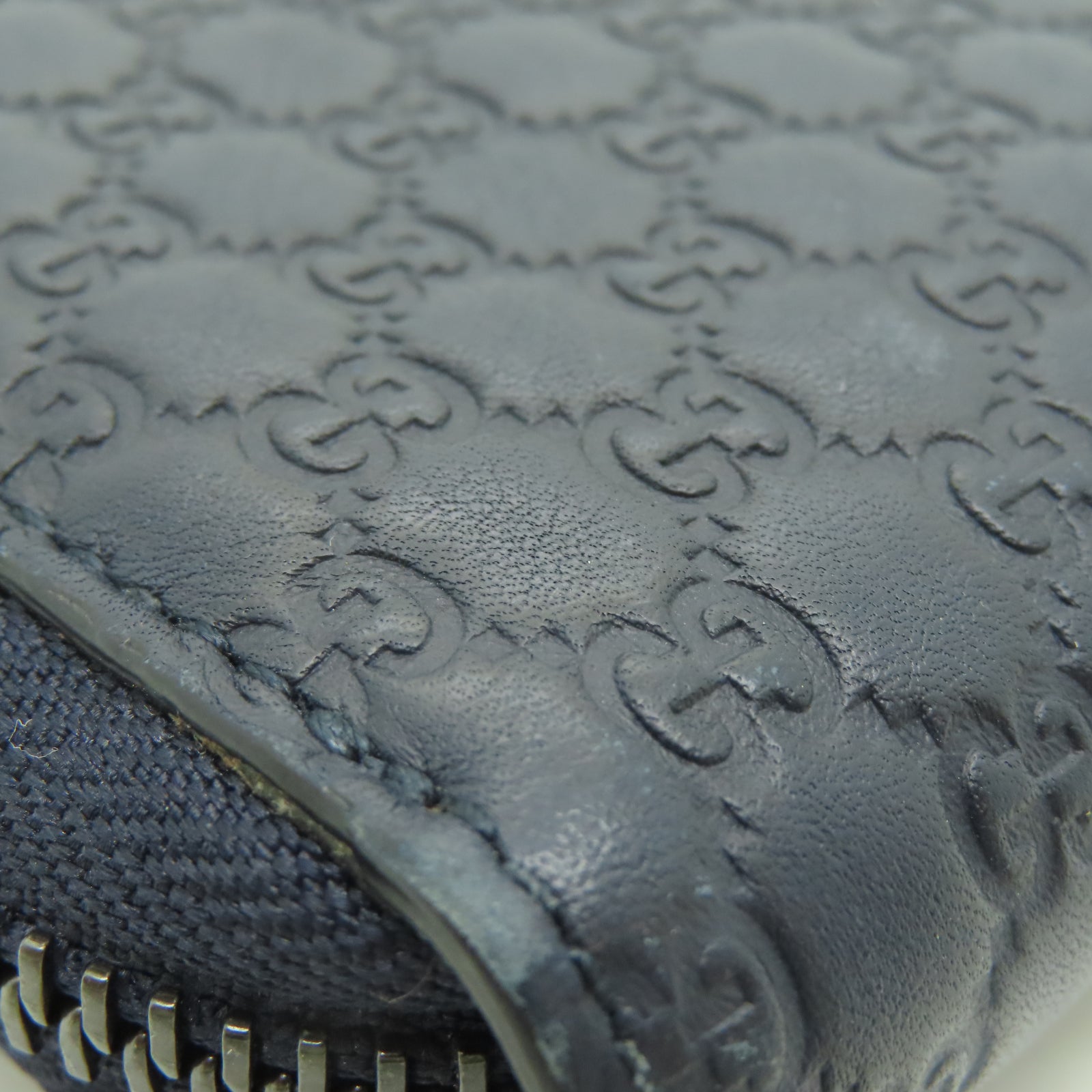 GUCCI 牛皮皮革Zipper Long Wallet銀扣拉錬長錢包藍色