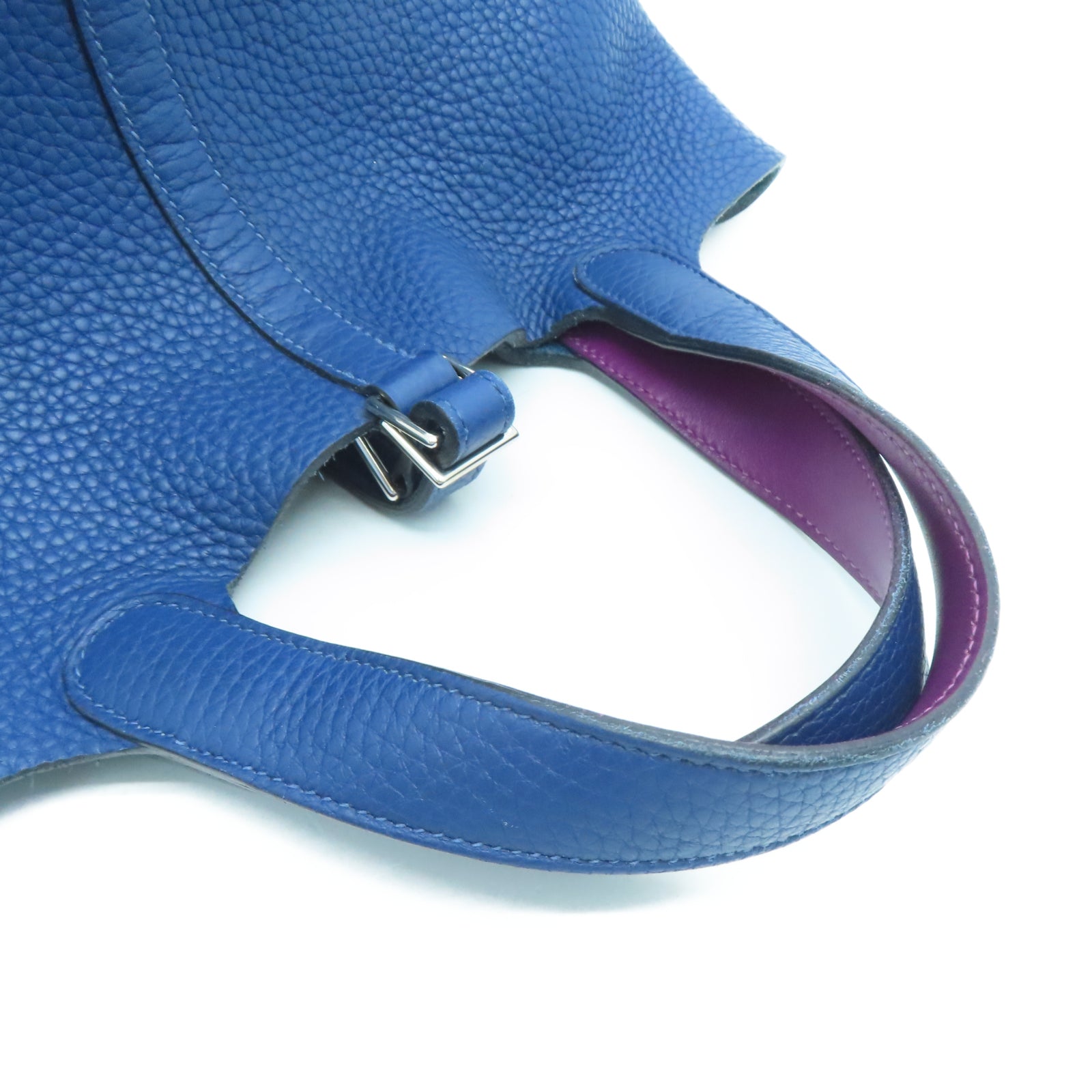 HERMES Taurillon Clemence Leather Picotin PM Silver Button Handle Bag