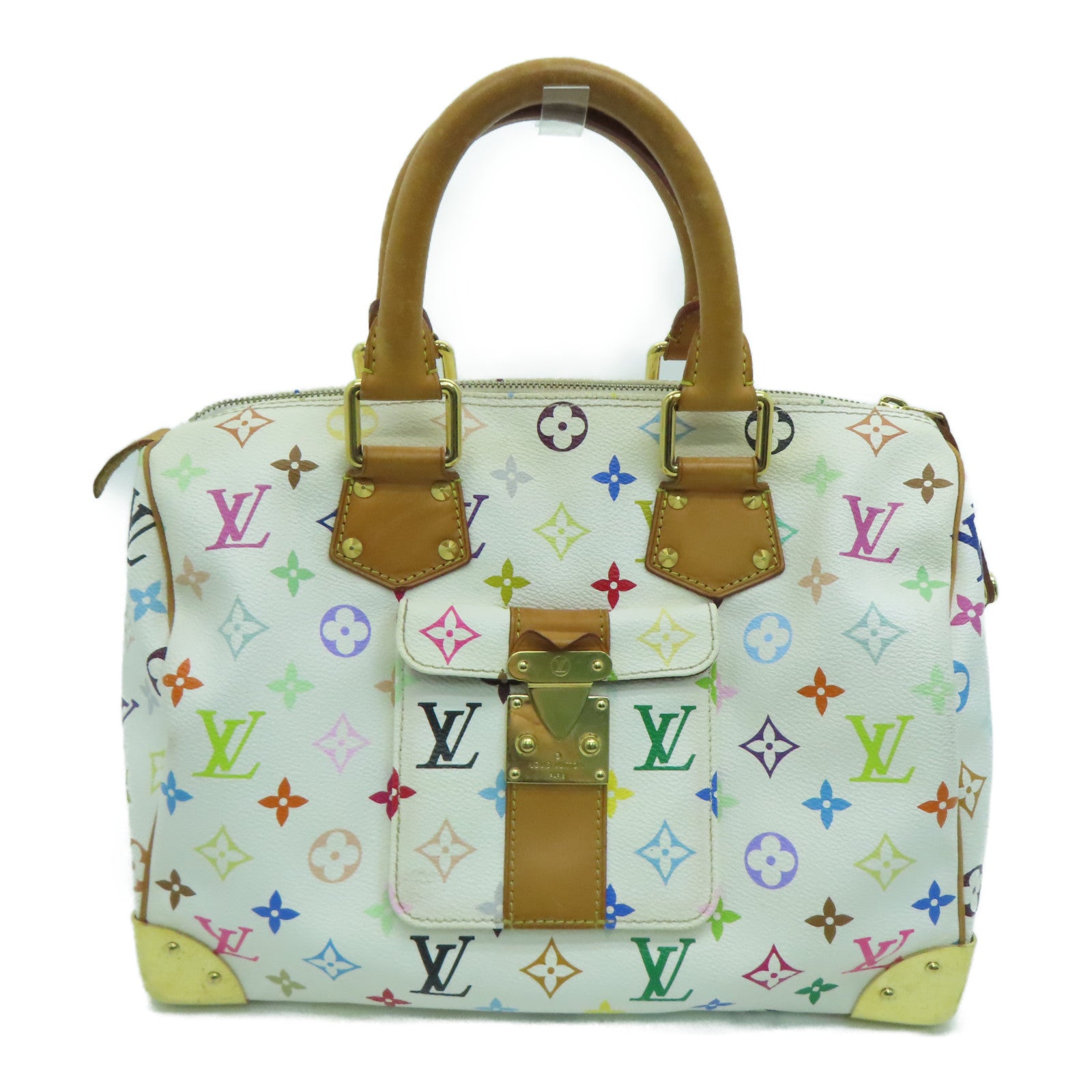 LOUIS VUITTON 【激減優惠】Monogram Multicolore Speedy 30金扣手挽袋白色彩色