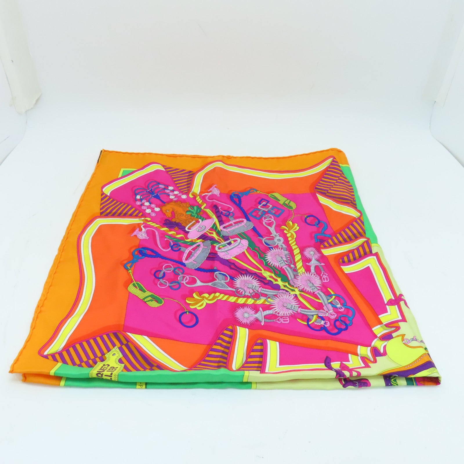HERMES 【激減優惠】絲質Scarf 90x90絲巾橙色粉紅色彩色