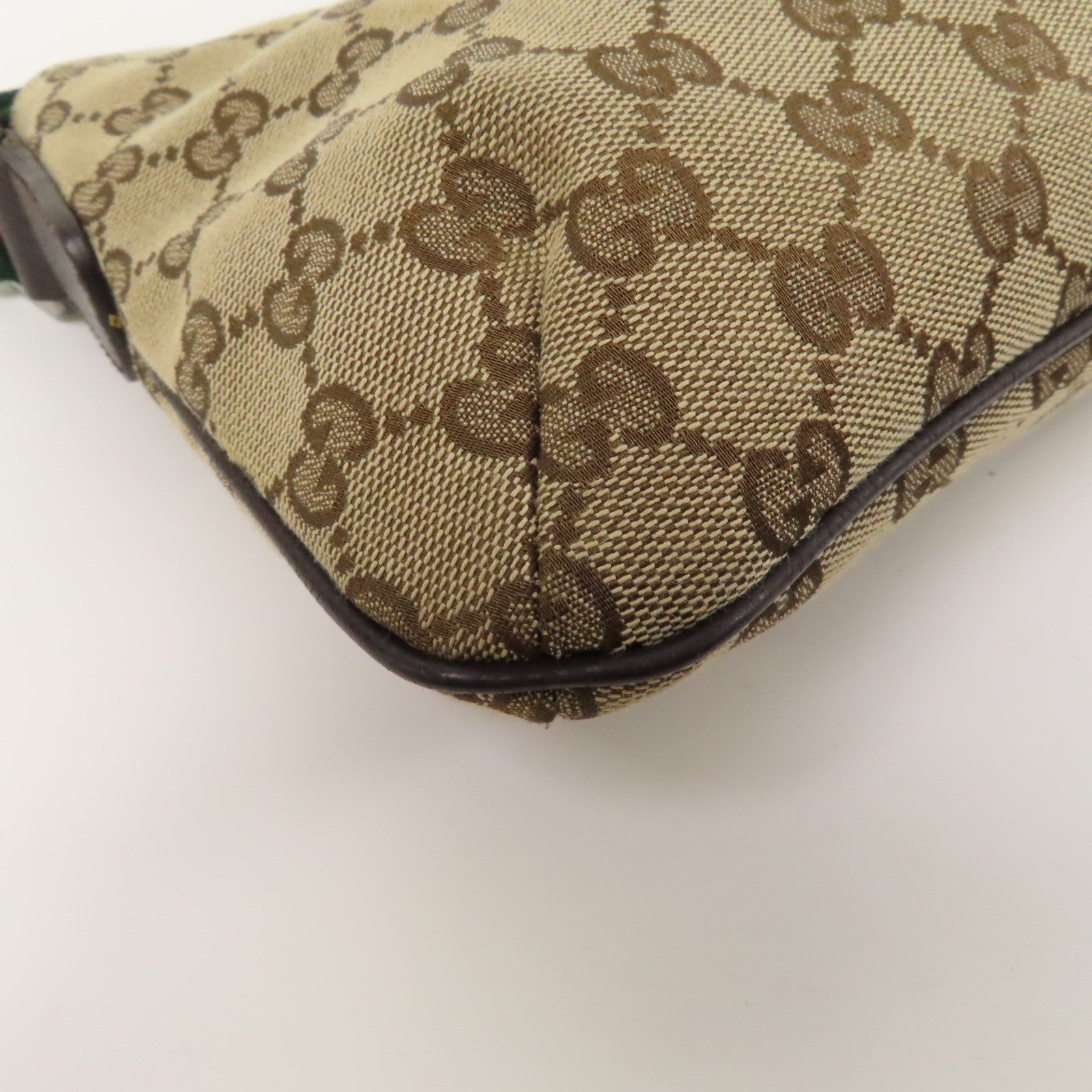GUCCI 帆布Messenger Bag銀扣肩背袋啡色