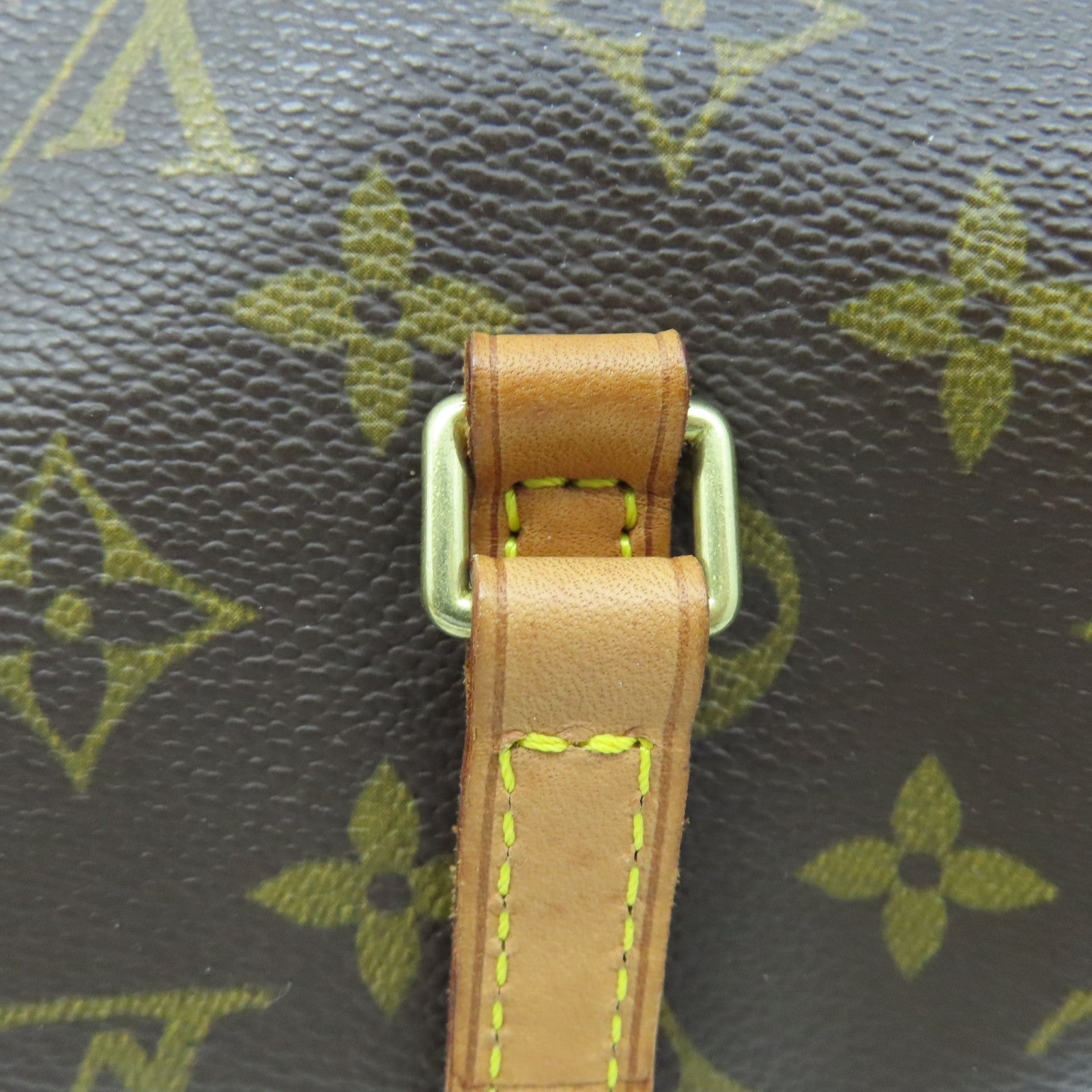 LOUIS VUITTON Monogram Papillon PM gold buckle handle bag brown