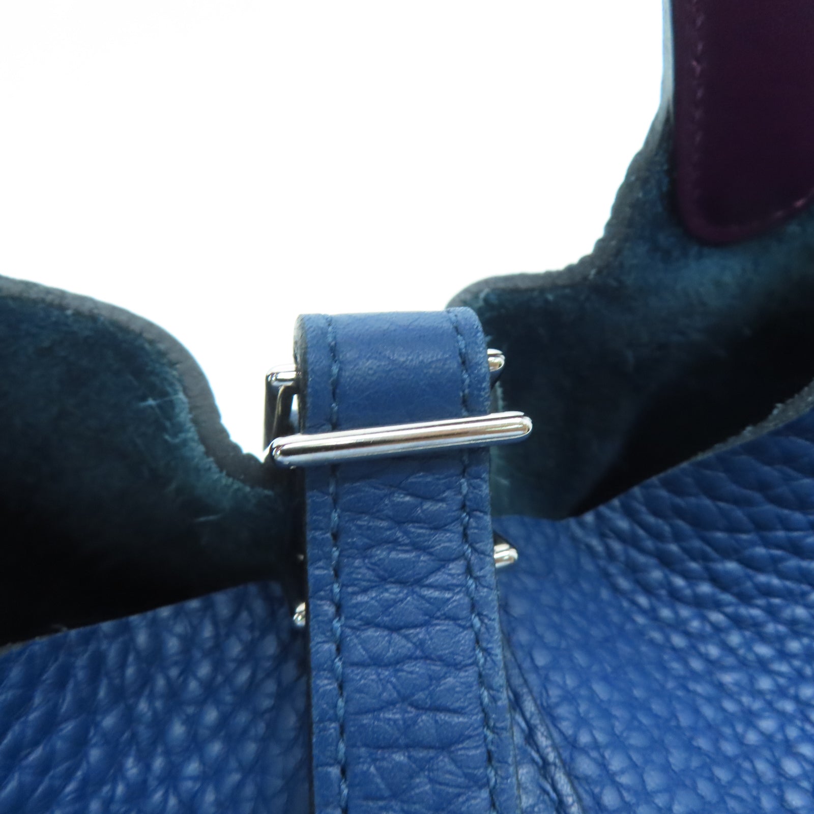 HERMES Taurillon Clemence Leather Picotin PM Silver Button Handle Bag