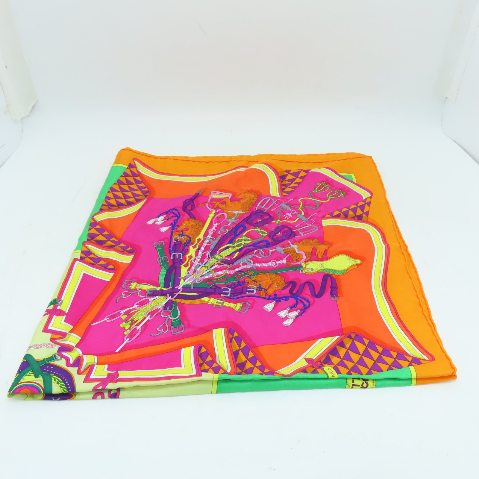 HERMES 【激減優惠】絲質Scarf 90x90絲巾橙色粉紅色彩色