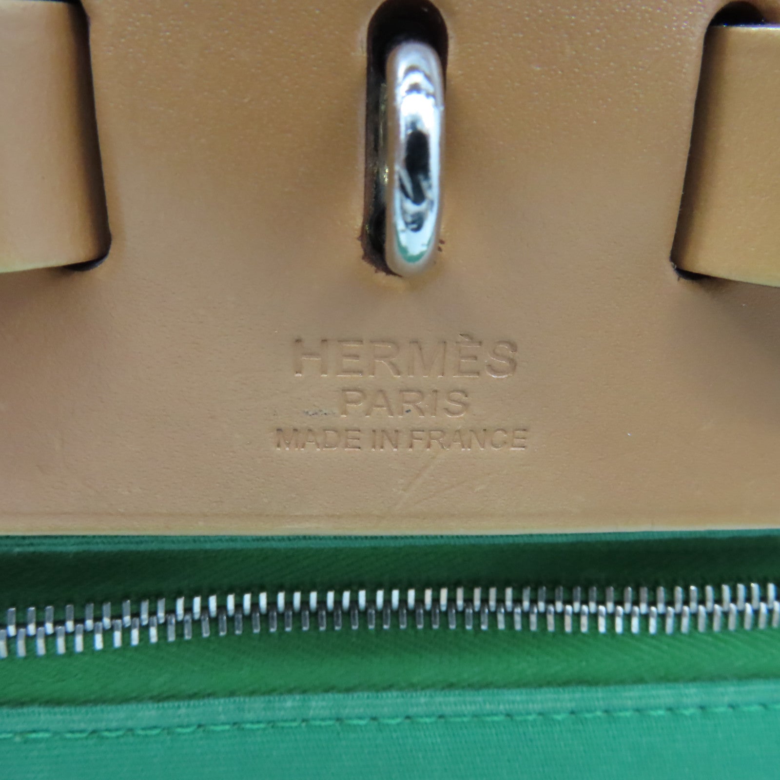 HERMES 帆布Herbag PM 2Way Shoulder Bag銀扣手挽肩背兩用袋Cactus鴨綠色