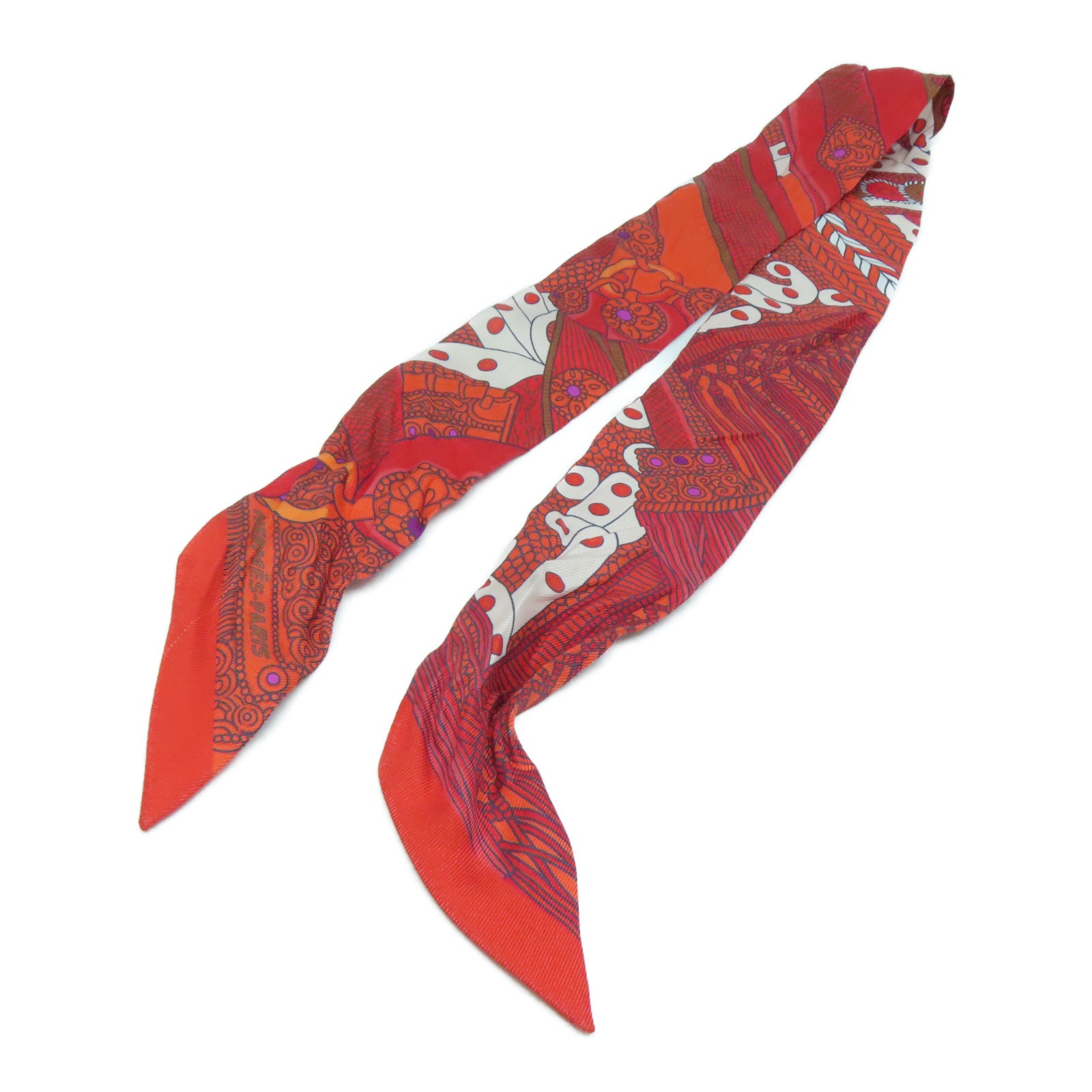 HERMES Silk Twilly Scarf Red