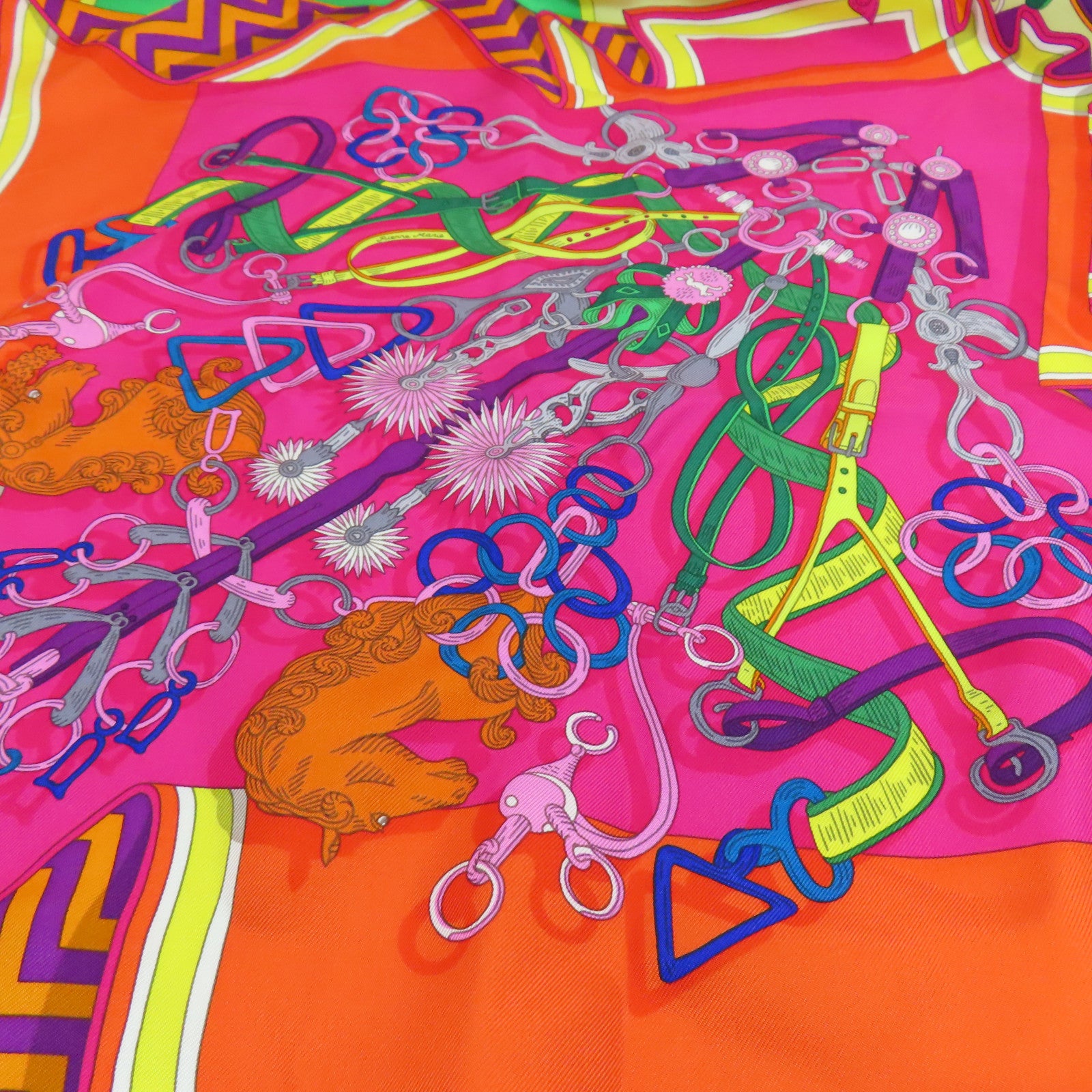 HERMES 【激減優惠】絲質Scarf 90x90絲巾橙色粉紅色彩色