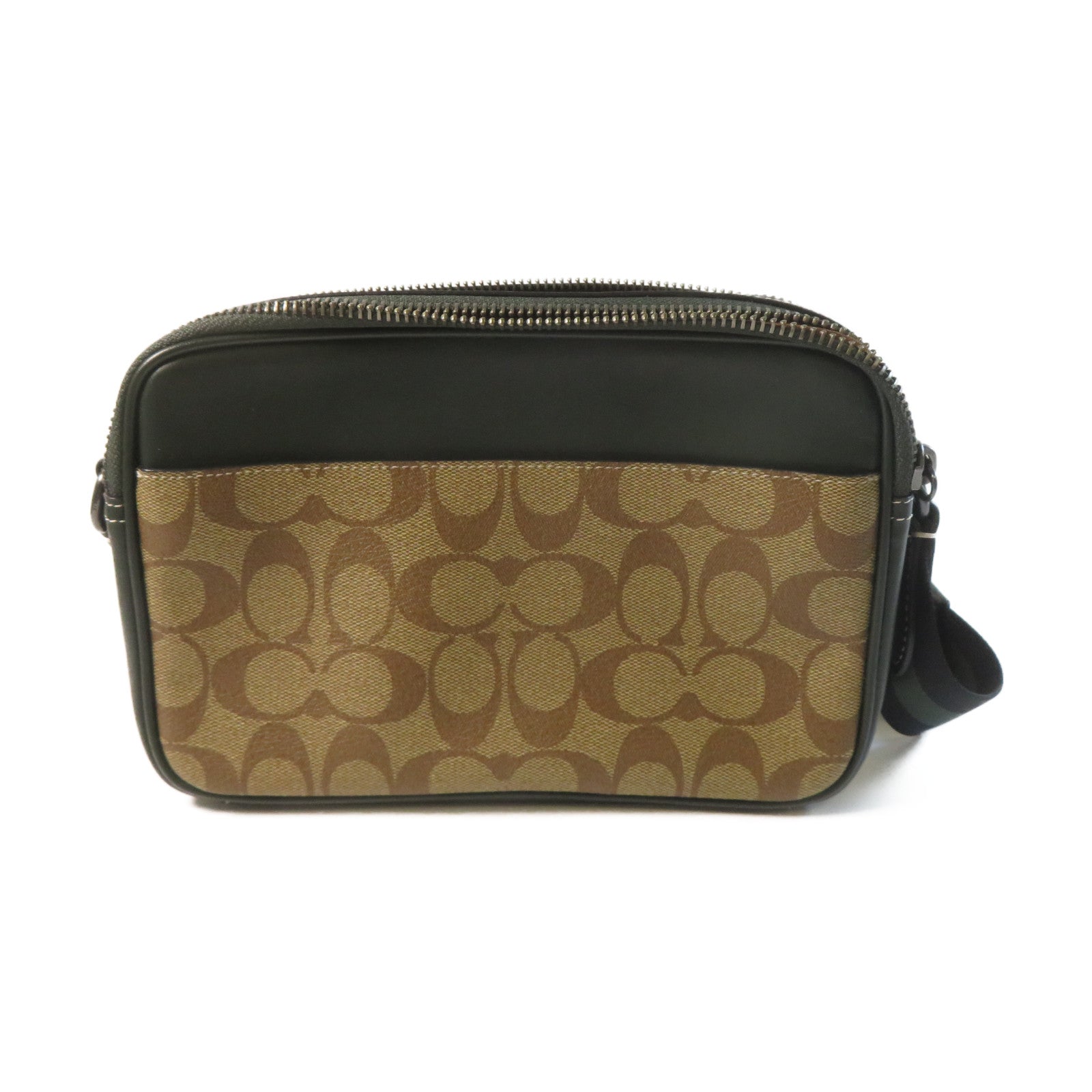 COACH PVC塗層帆布Shoulder Bag肩背袋啡色/綠色