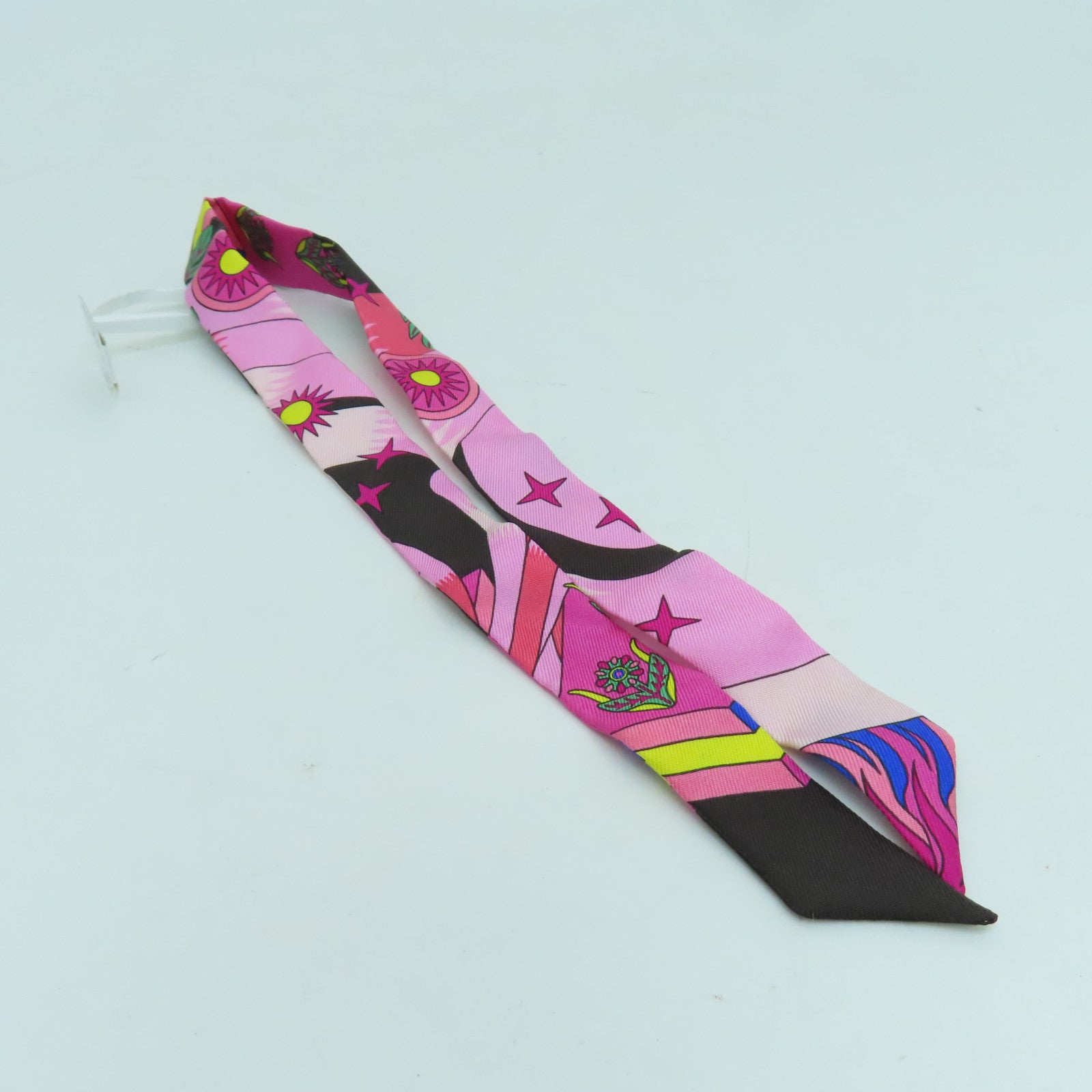 HERMES 絲質Twilly Doll絲巾粉紅色