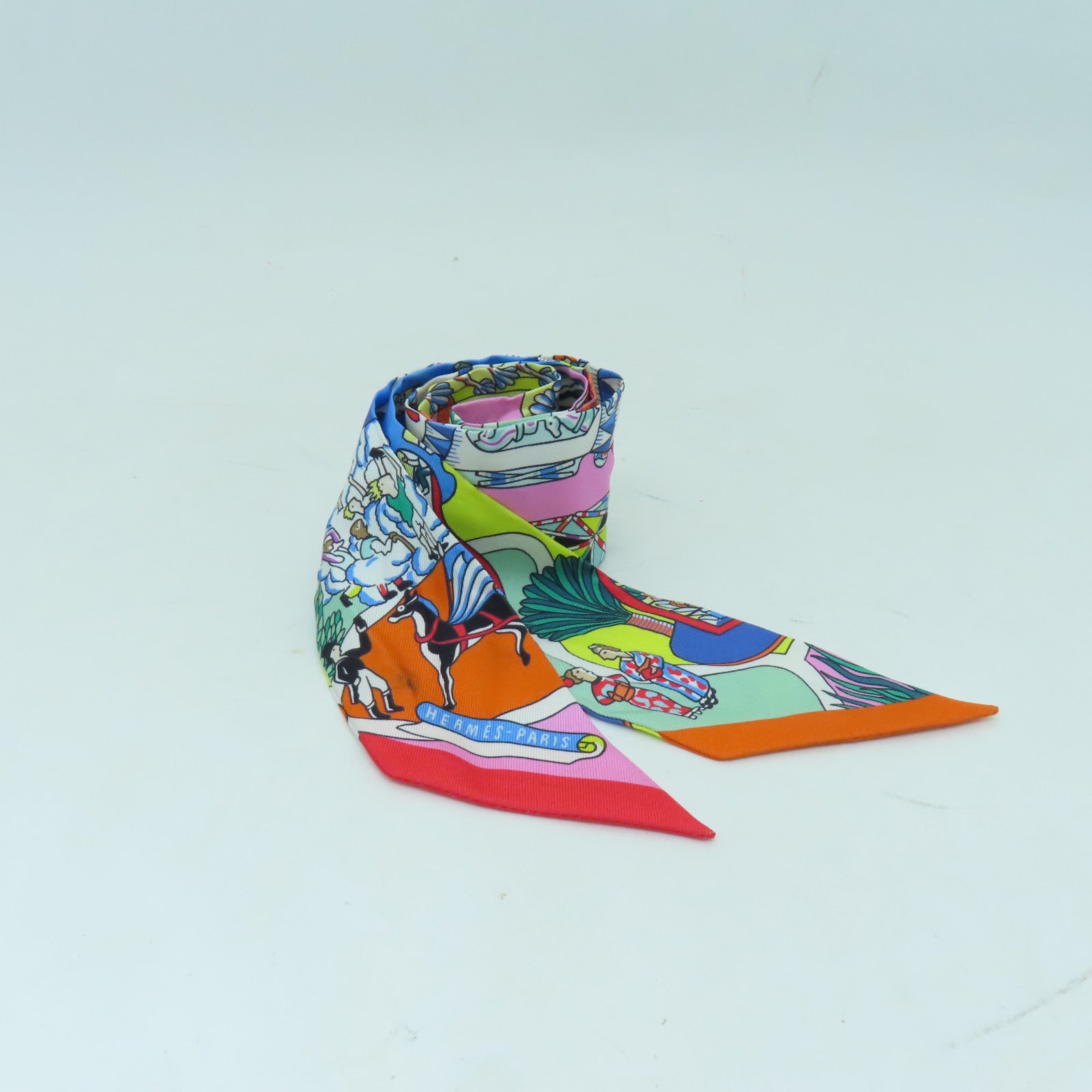HERMES 絲質Twilly絲巾彩色