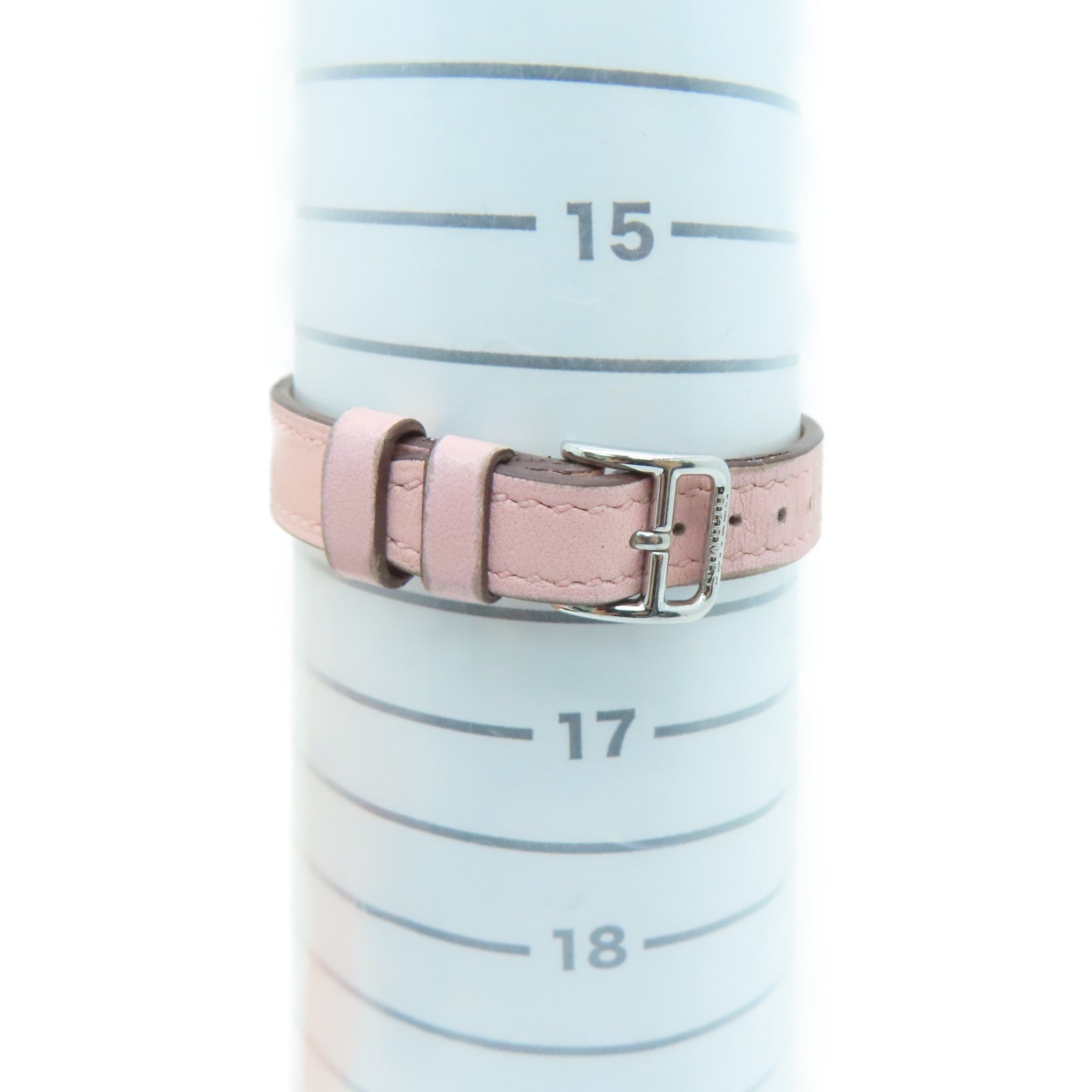 HERMES H watch stainless steel / leather band watch quartz movement white