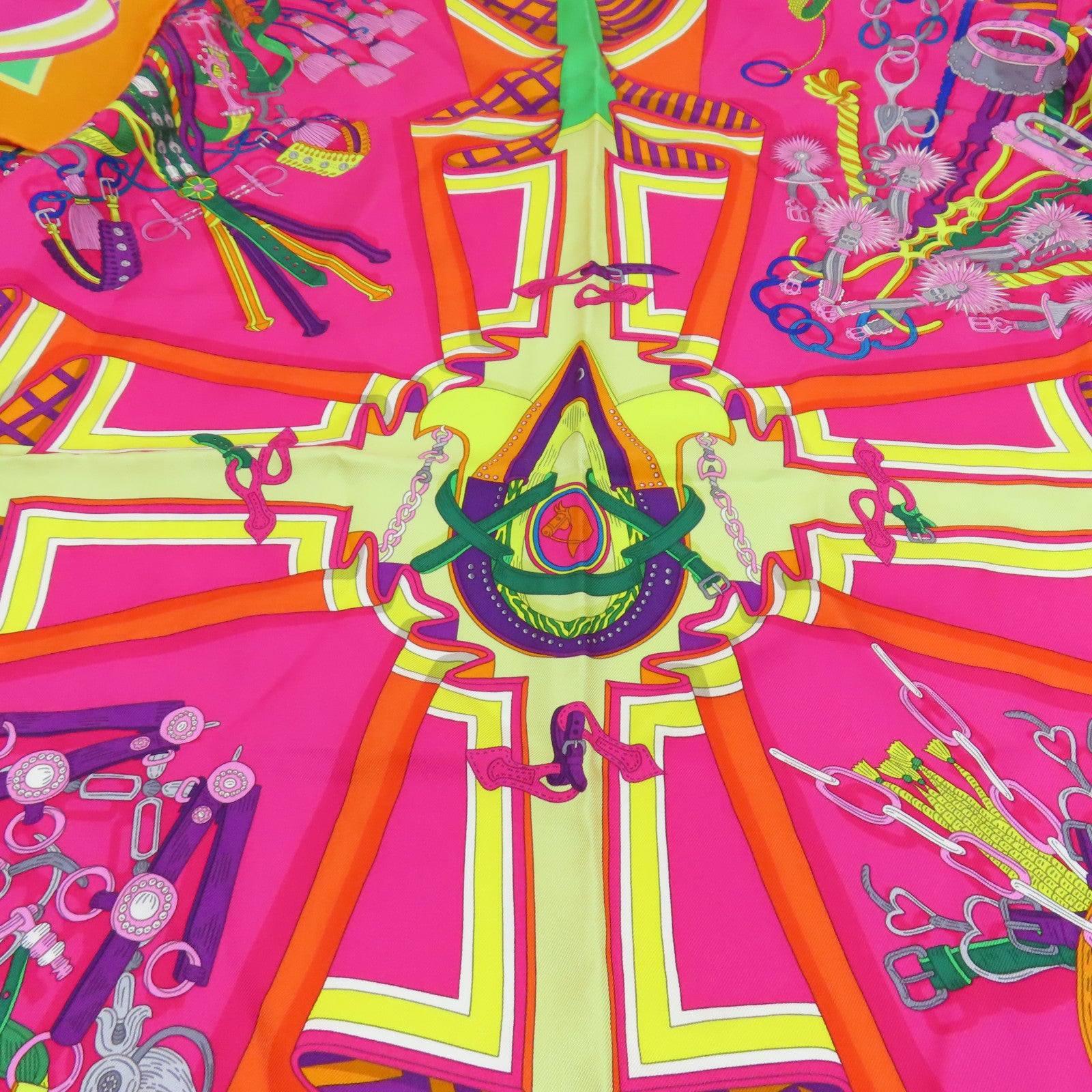 HERMES 【激減優惠】絲質Scarf 90x90絲巾橙色粉紅色彩色