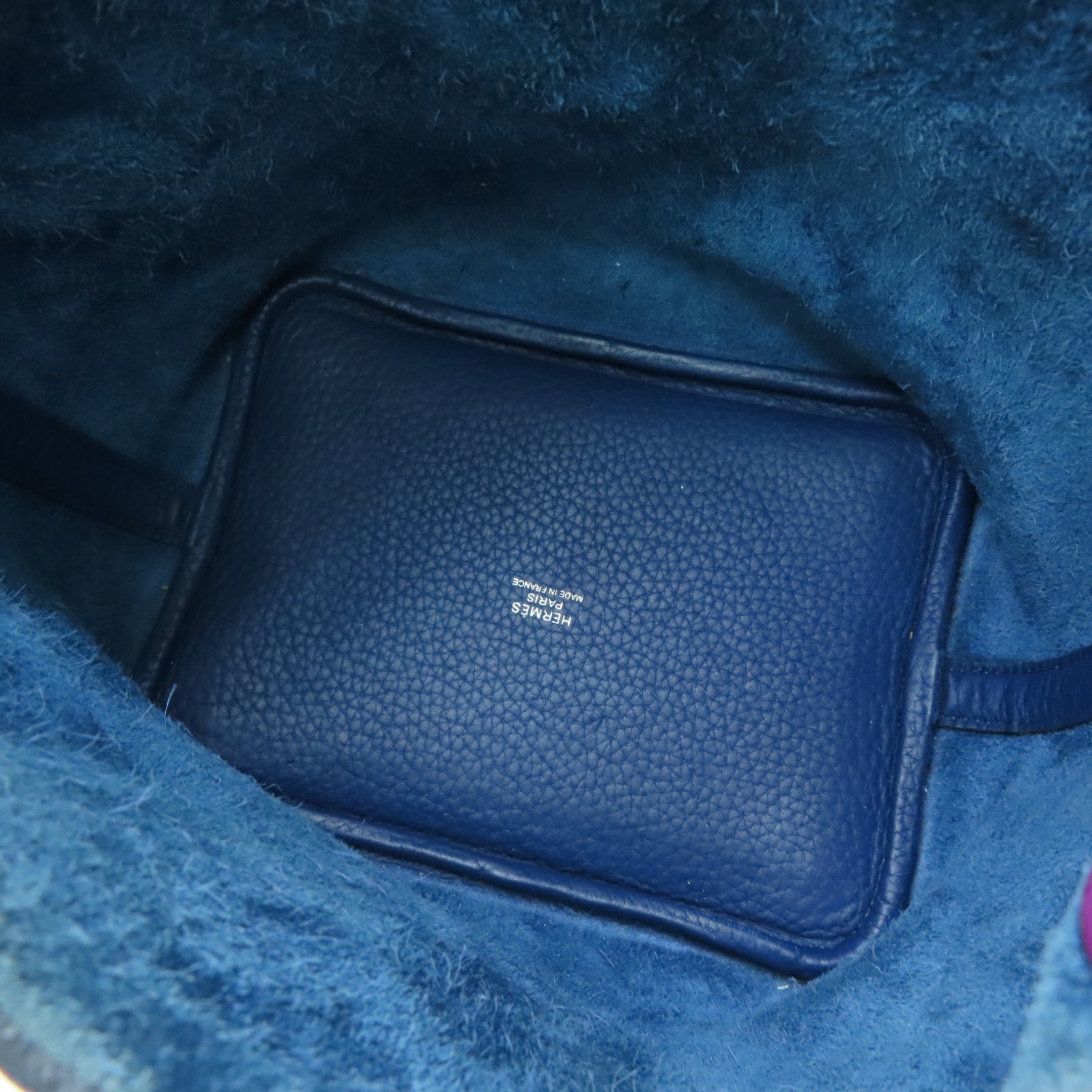 HERMES Taurillon Clemence Leather Picotin PM Silver Button Handle Bag