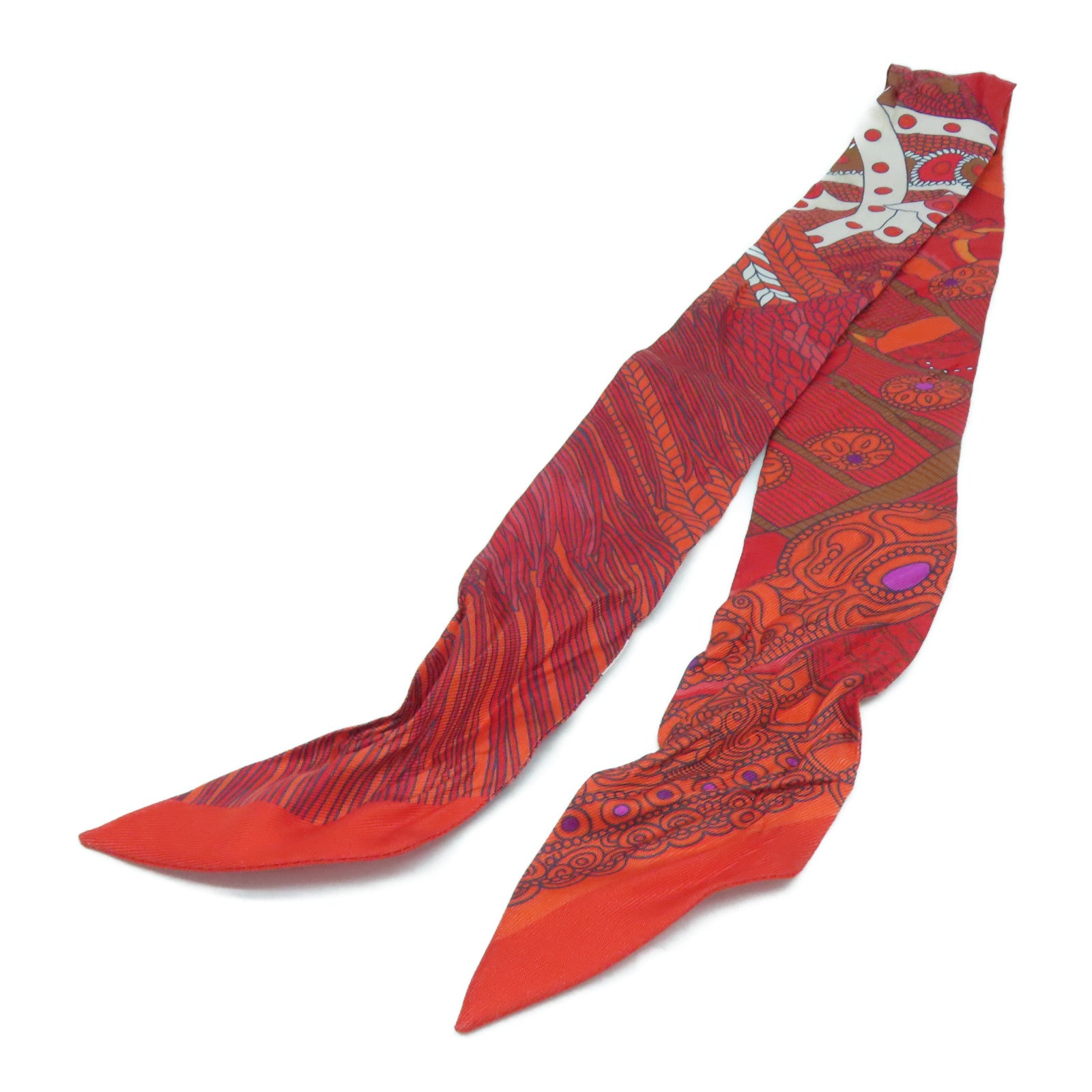 HERMES Silk Twilly Scarf Red