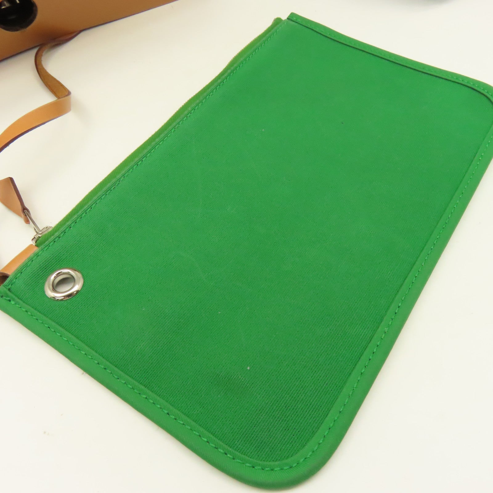 HERMES 帆布Herbag PM 2Way Shoulder Bag銀扣手挽肩背兩用袋Cactus鴨綠色