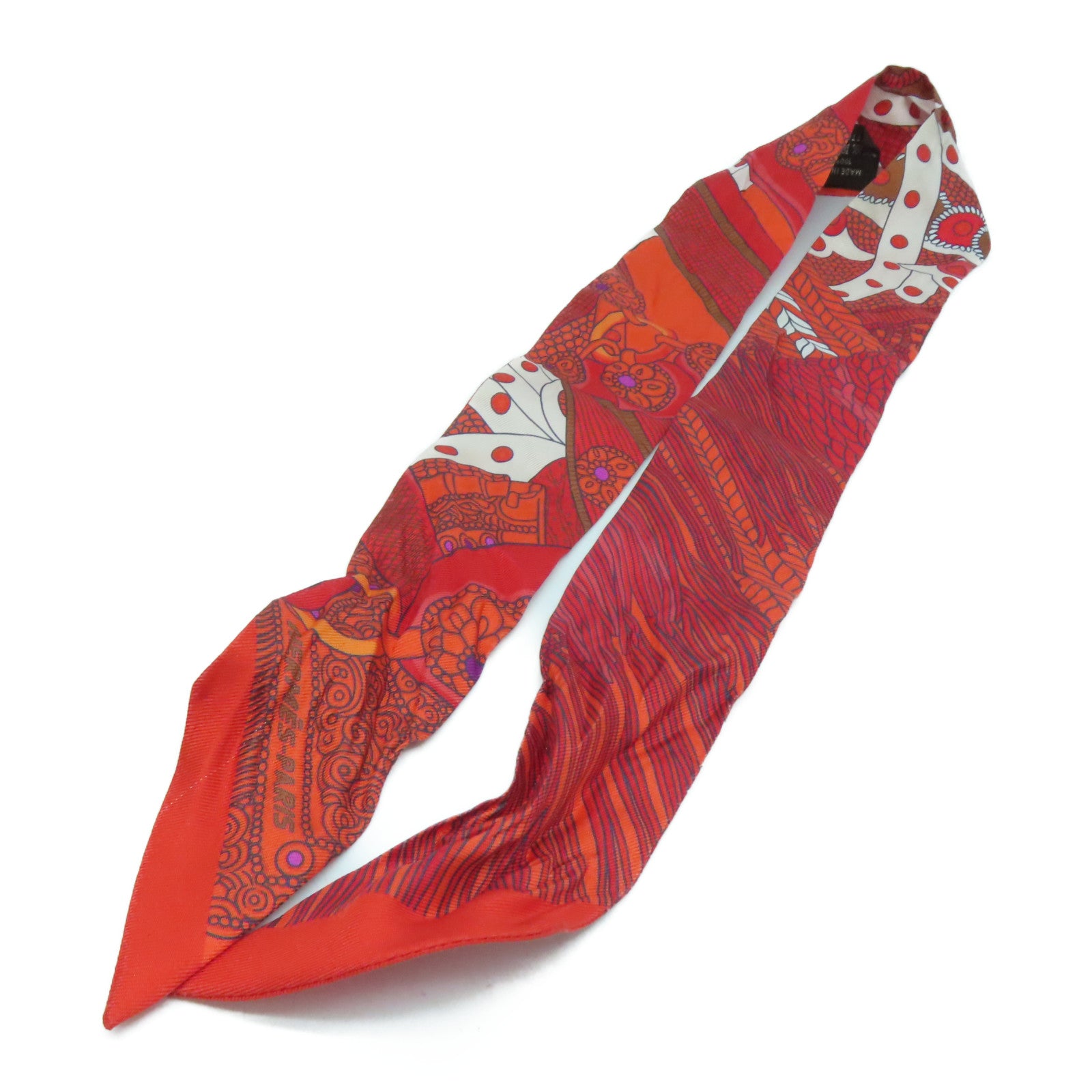 HERMES Silk Twilly Scarf Red