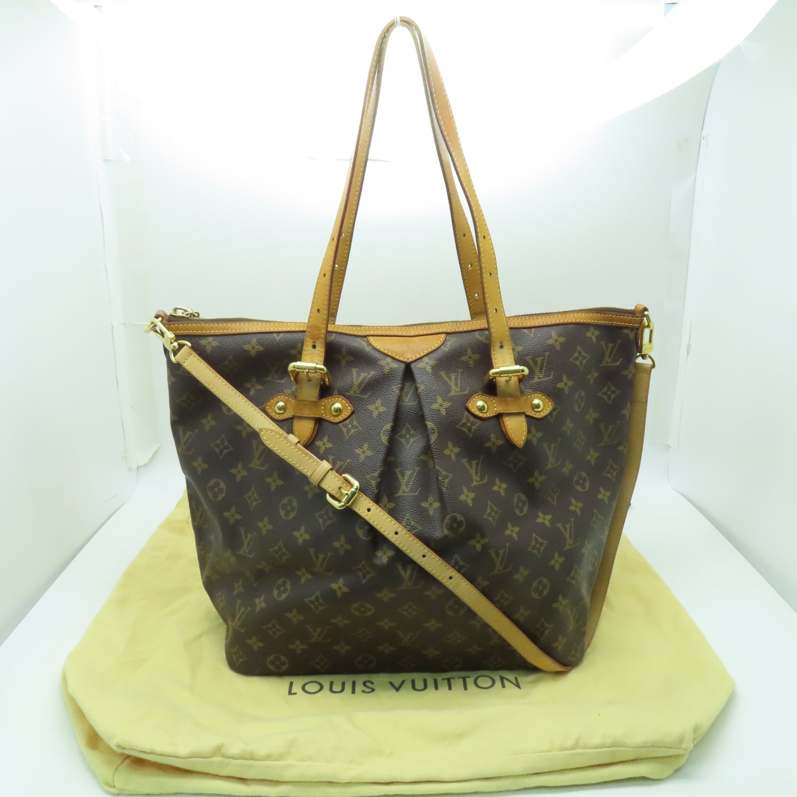LOUIS VUITTON Monogram Palermo GM金扣手挽肩背兩用袋啡色
