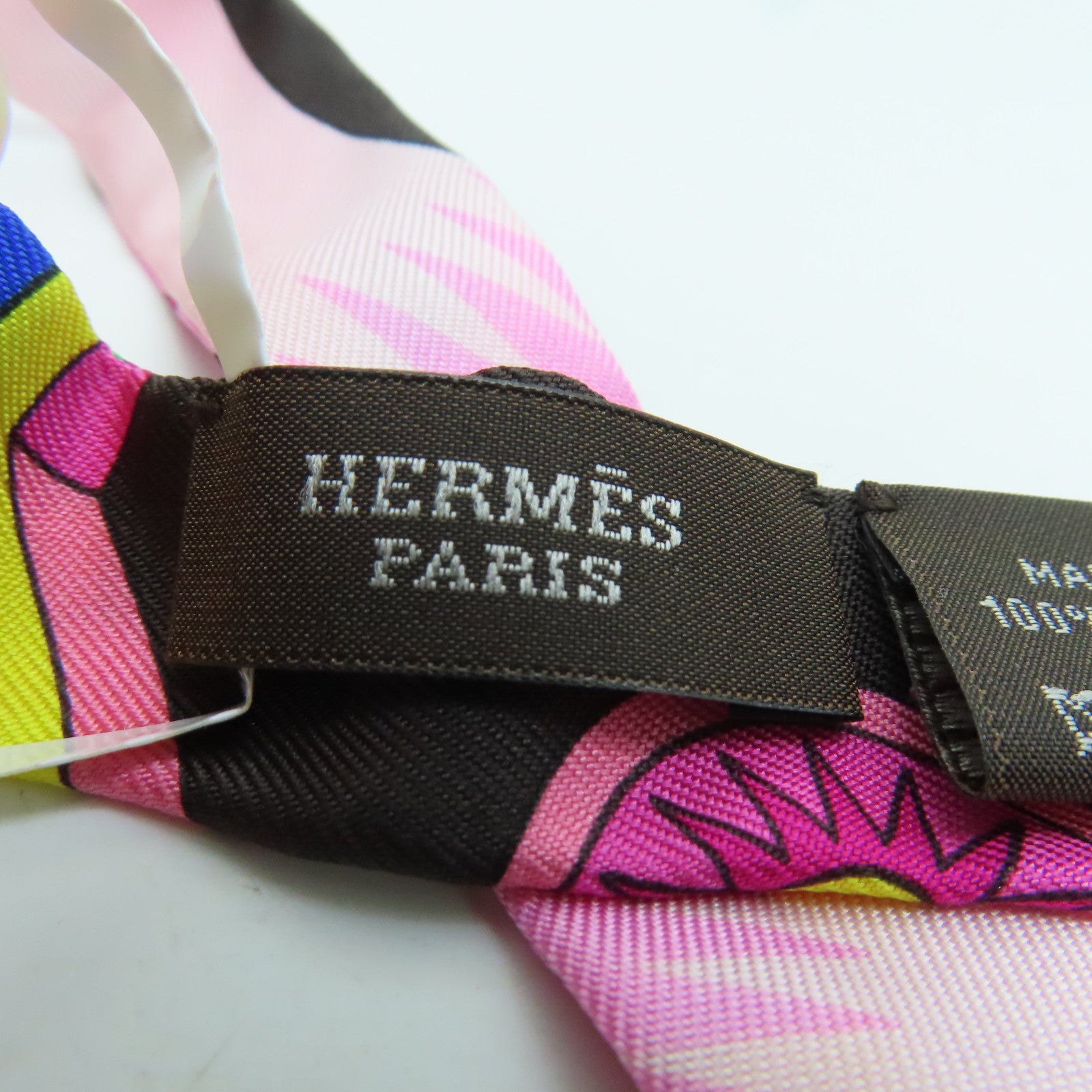 HERMES 絲質Twilly Doll絲巾粉紅色