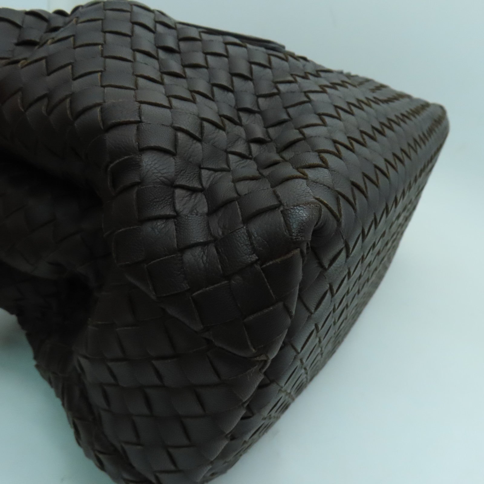 BOTTEGA VENETA 织纹皮革Hand Bag金扣手挽肩背两用袋啡色