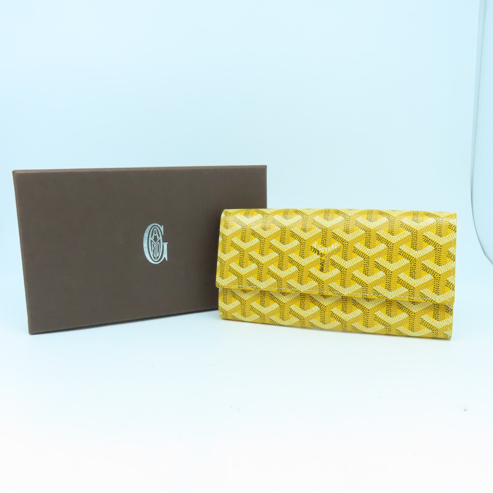 GOYARD 塗層帆布Herrribones Varennes Long Wallet銀扣長錢包黃色