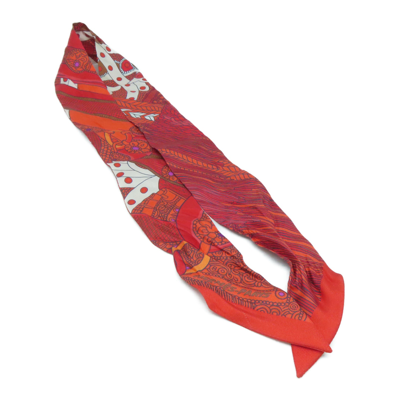 HERMES Silk Twilly Scarf Red
