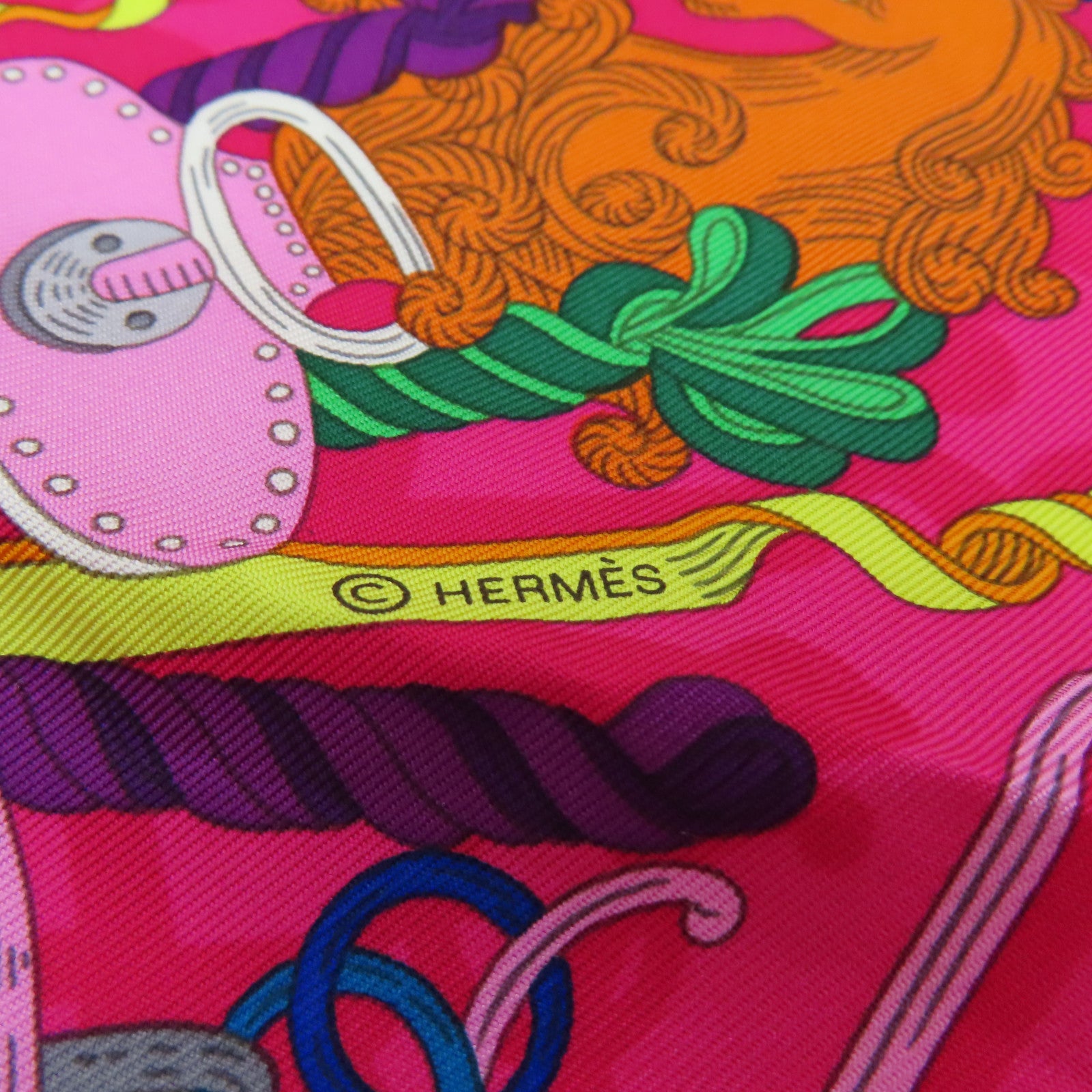 HERMES 【激減優惠】絲質Scarf 90x90絲巾橙色粉紅色彩色
