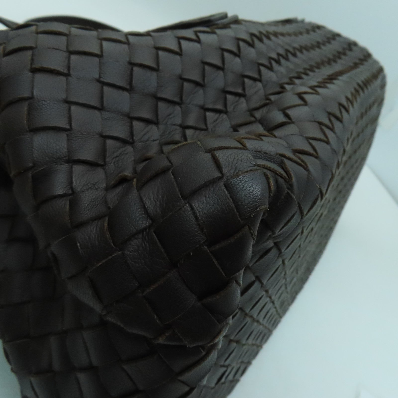 BOTTEGA VENETA 织纹皮革Hand Bag金扣手挽肩背两用袋啡色