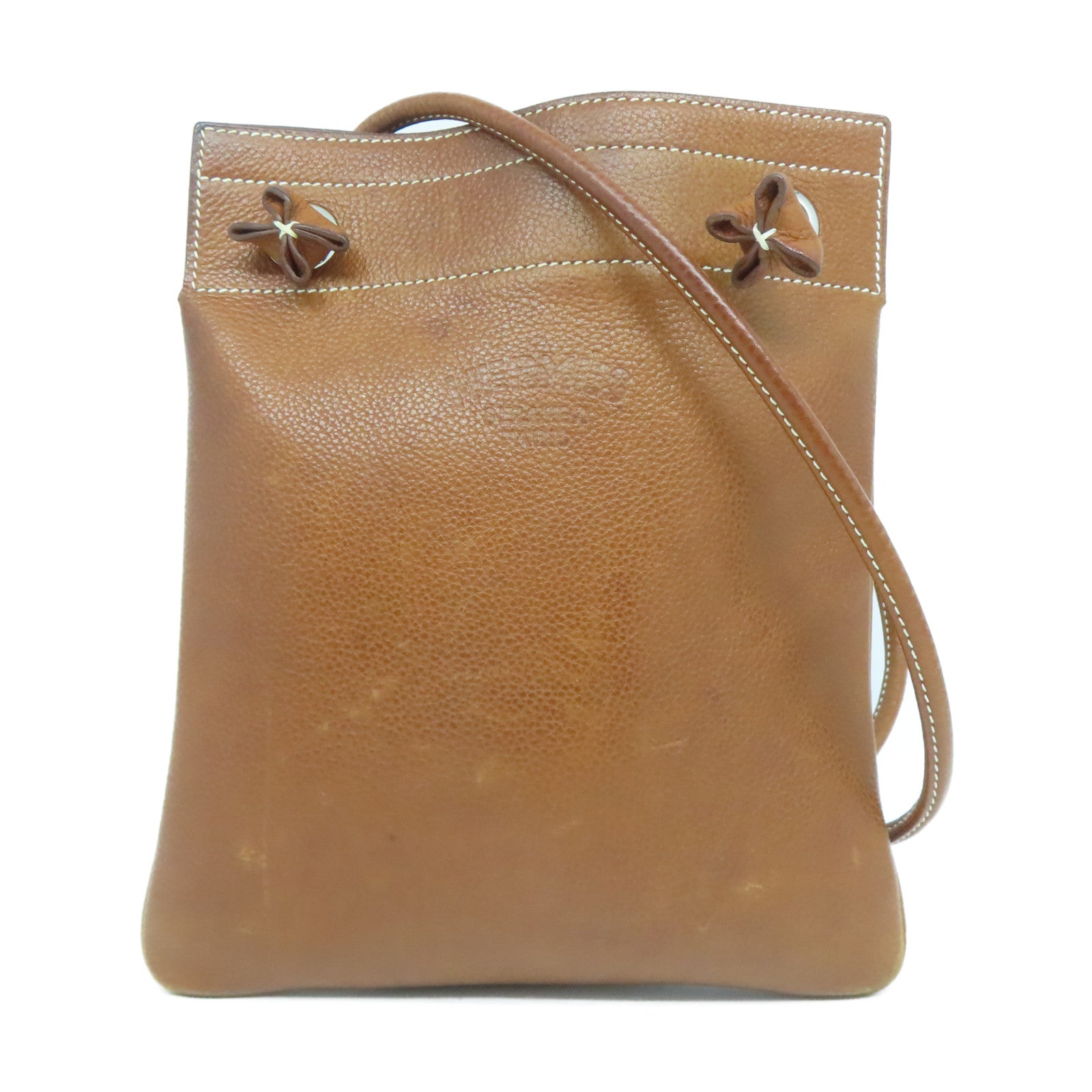HERMES Barenia Faubourg皮革Aline Mini銀扣肩背袋啡色