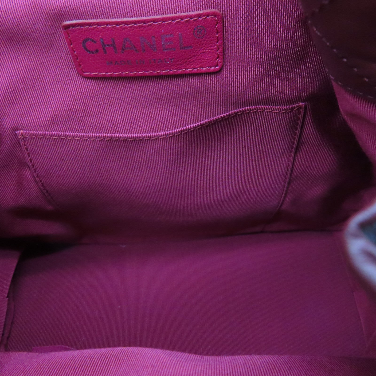 CHANEL rhombic cowhide leather Gabrielle Backpack gold and silver buckle chain belt backpack red