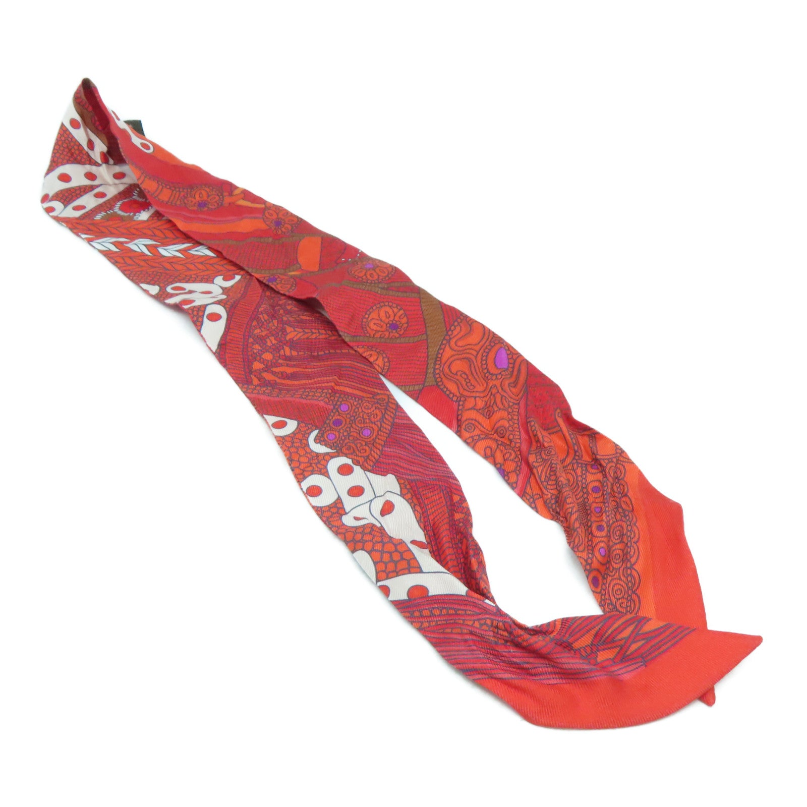 HERMES Silk Twilly Scarf Red