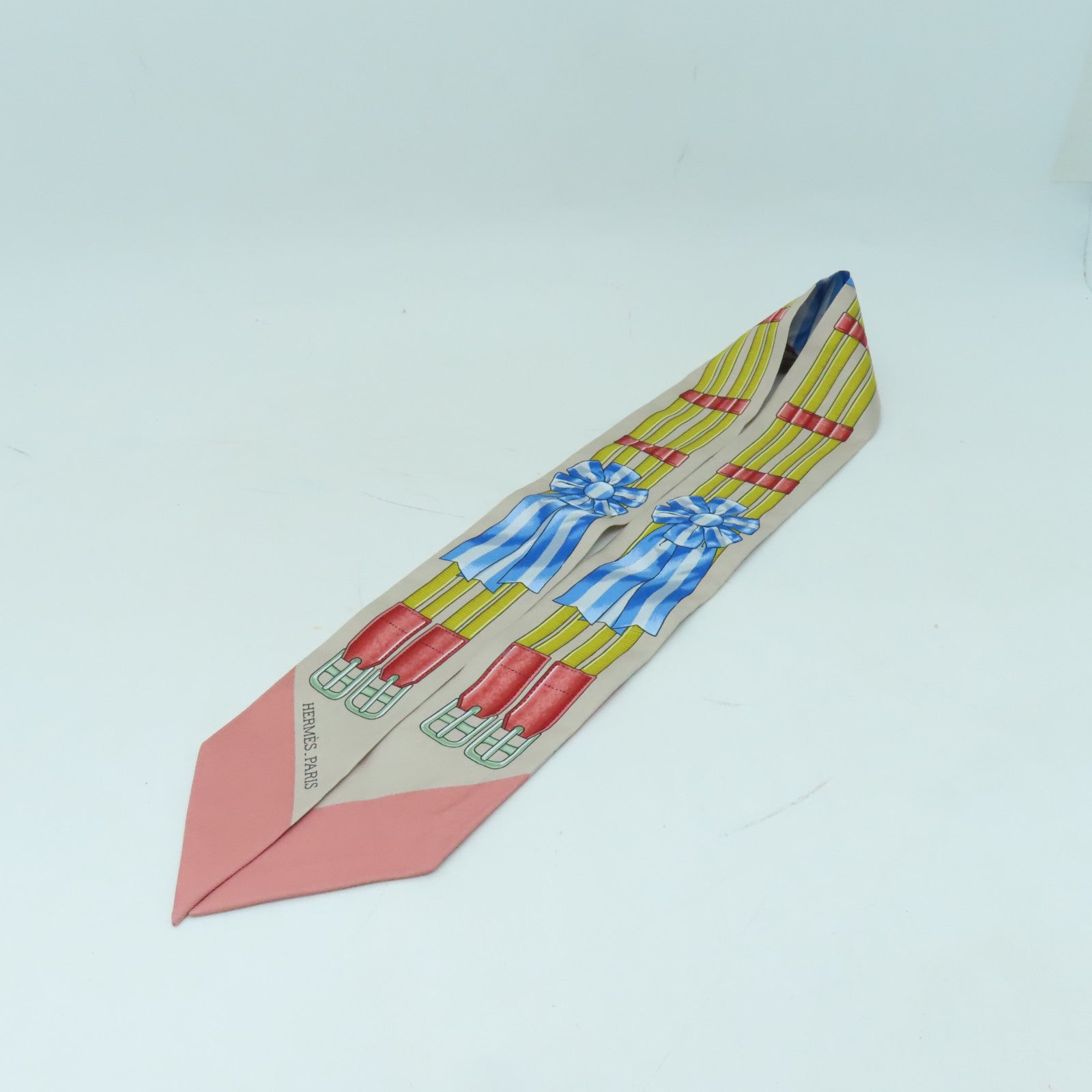 HERMES 絲質Twilly絲巾紅色/藍色/米色/黃色