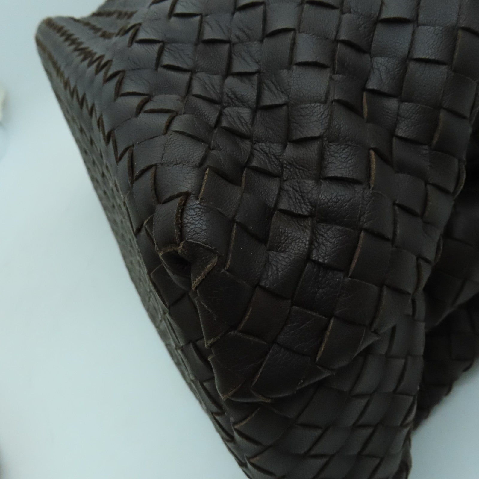 BOTTEGA VENETA 织纹皮革Hand Bag金扣手挽肩背两用袋啡色