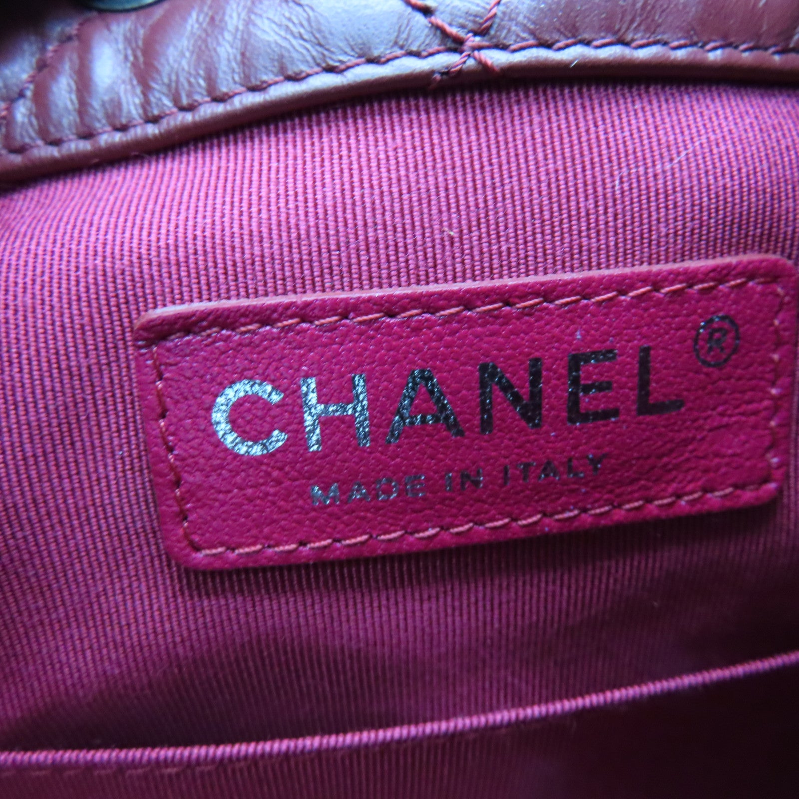CHANEL rhombic cowhide leather Gabrielle Backpack gold and silver buckle chain belt backpack red